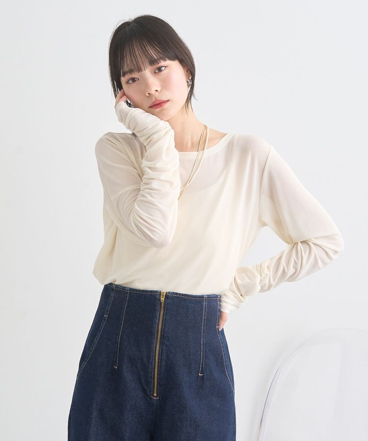 earth music&ecology「シャーリングスリーブシアープルオーバー」|Tシャツ・カットソー|