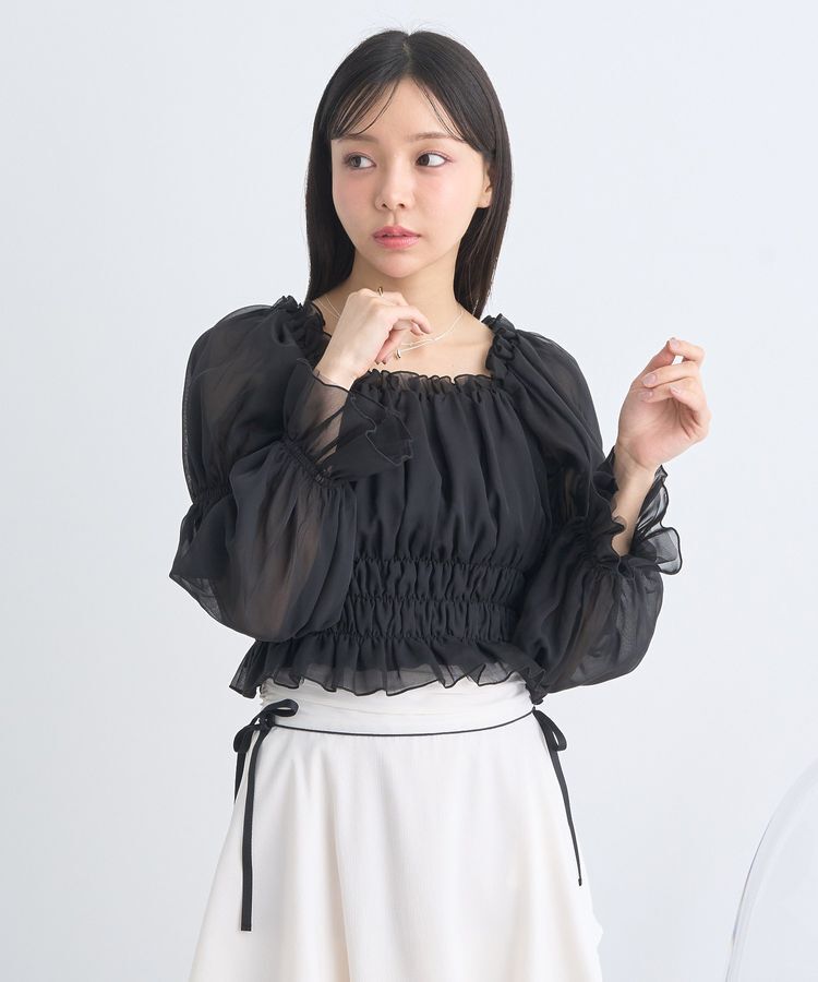 earth music&ecology「スクエアネックシャーリングショートブラウス」|シャツ・ブラウス|