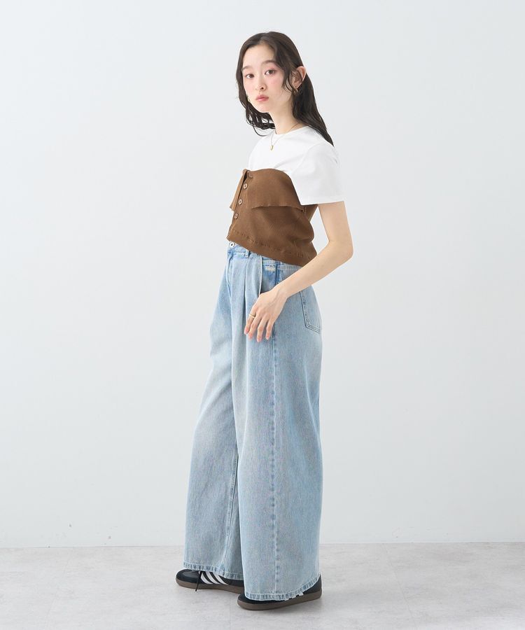 earth music&ecology「ワンポイントロゴ刺繍デニムパンツ」|デニム|