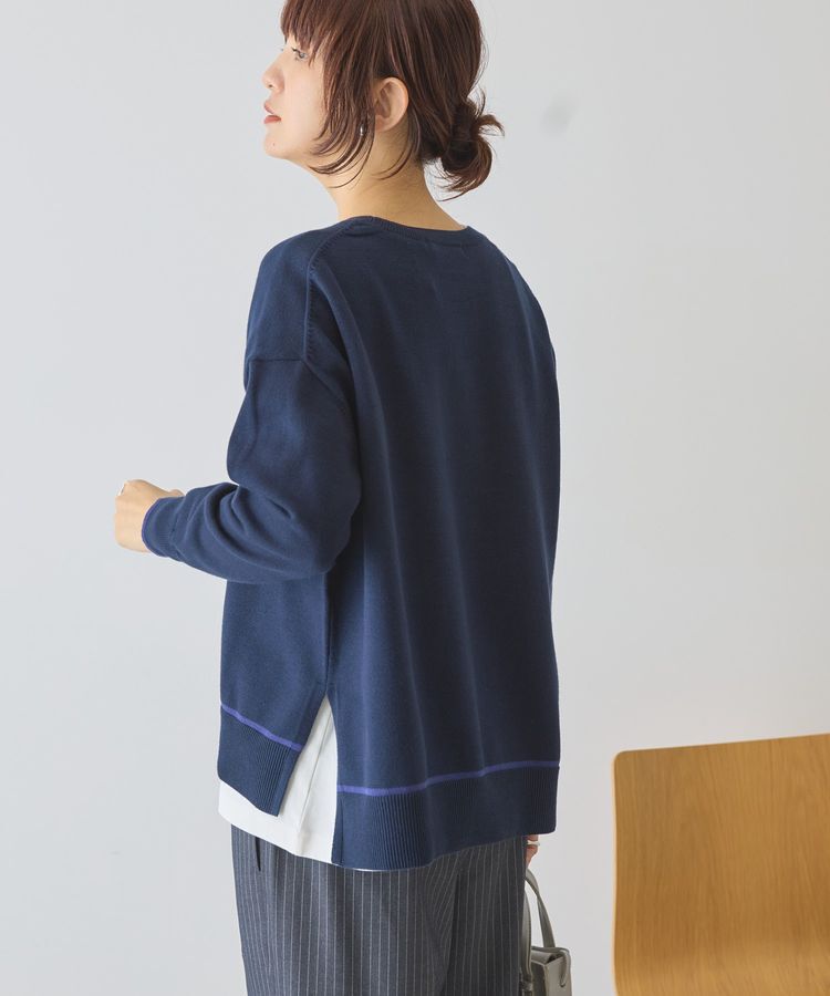AMERICAN HOLIC「バイカラークルーネックニットプルオーバー」|ニット・セーター|