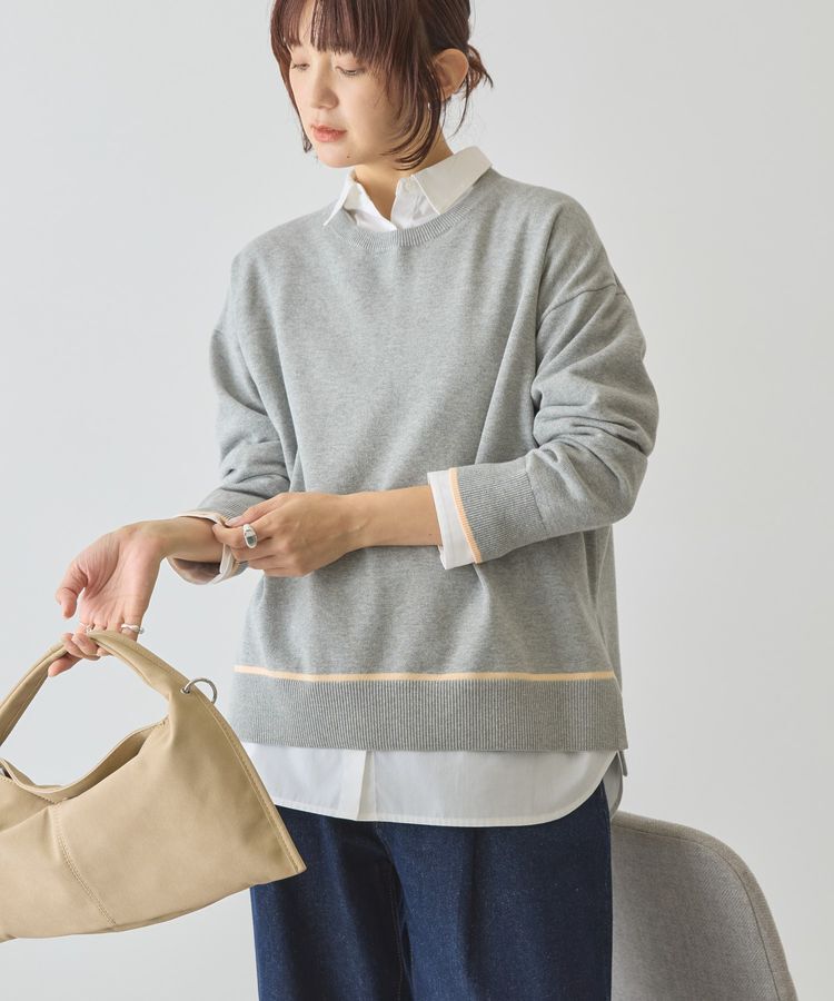 AMERICAN HOLIC「バイカラークルーネックニットプルオーバー」|ニット・セーター|Light Gray Mixture
