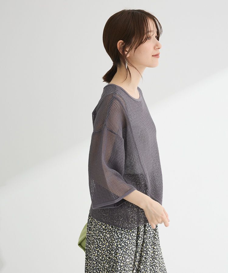 armonia「七分袖コットンメッシュラグラントップス」|Tシャツ・カットソー|