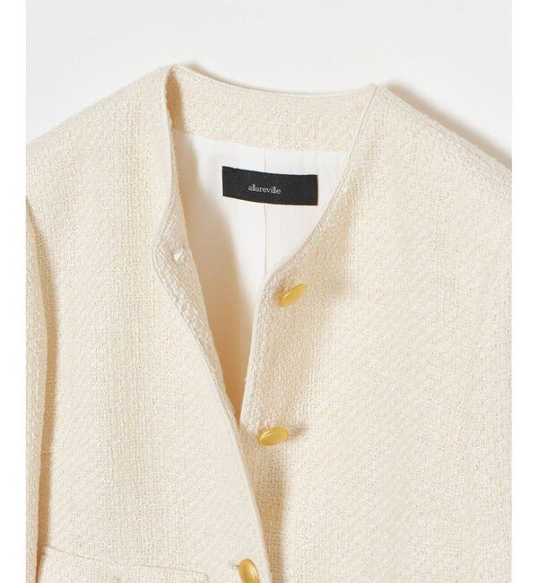 allureville「ファンシーツィードクルーネックジャケット」|ノーカラージャケット|