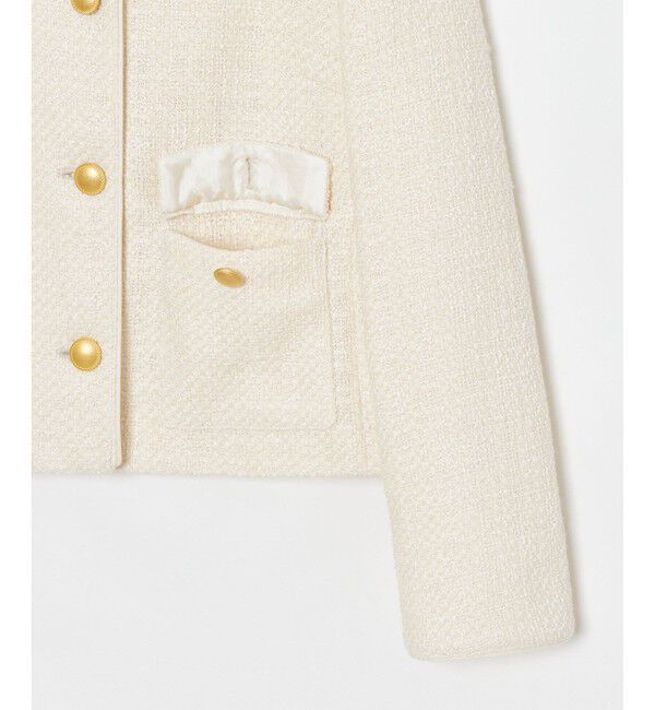 allureville「ファンシーツィードクルーネックジャケット」|ノーカラージャケット|