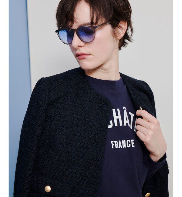 allureville「ファンシーツィードクルーネックジャケット」|ノーカラージャケット|