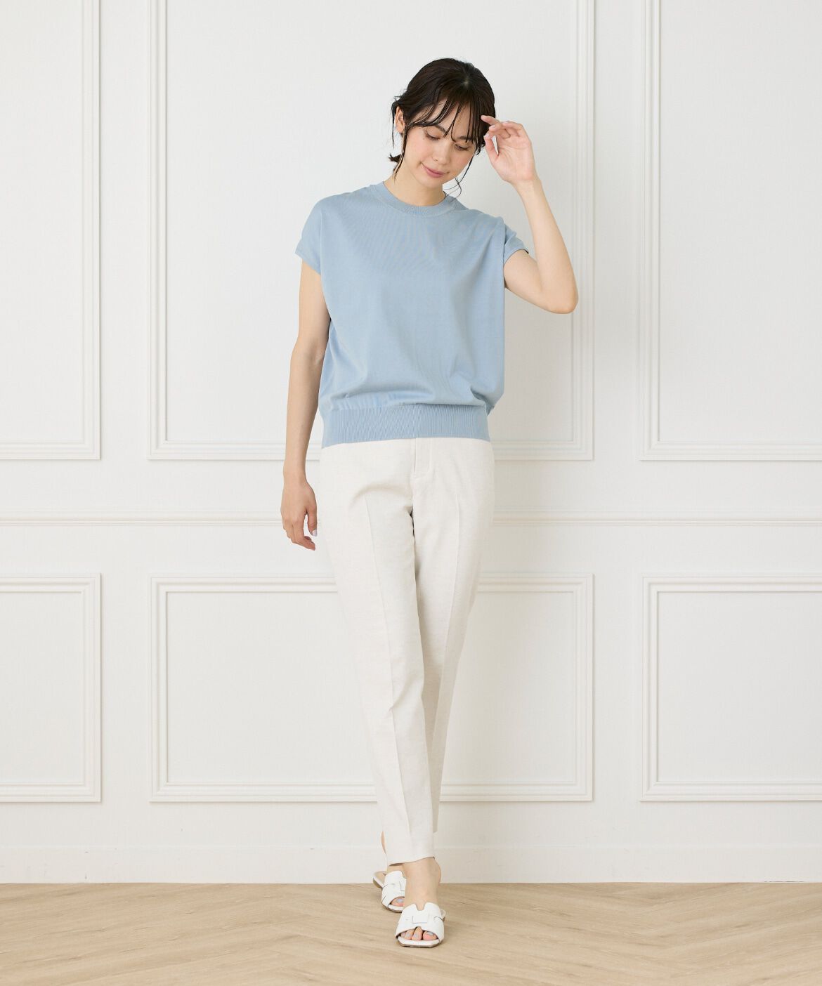 INED「《WEB限定》フレンチスリーブサマーニット」|ニット・セーター|