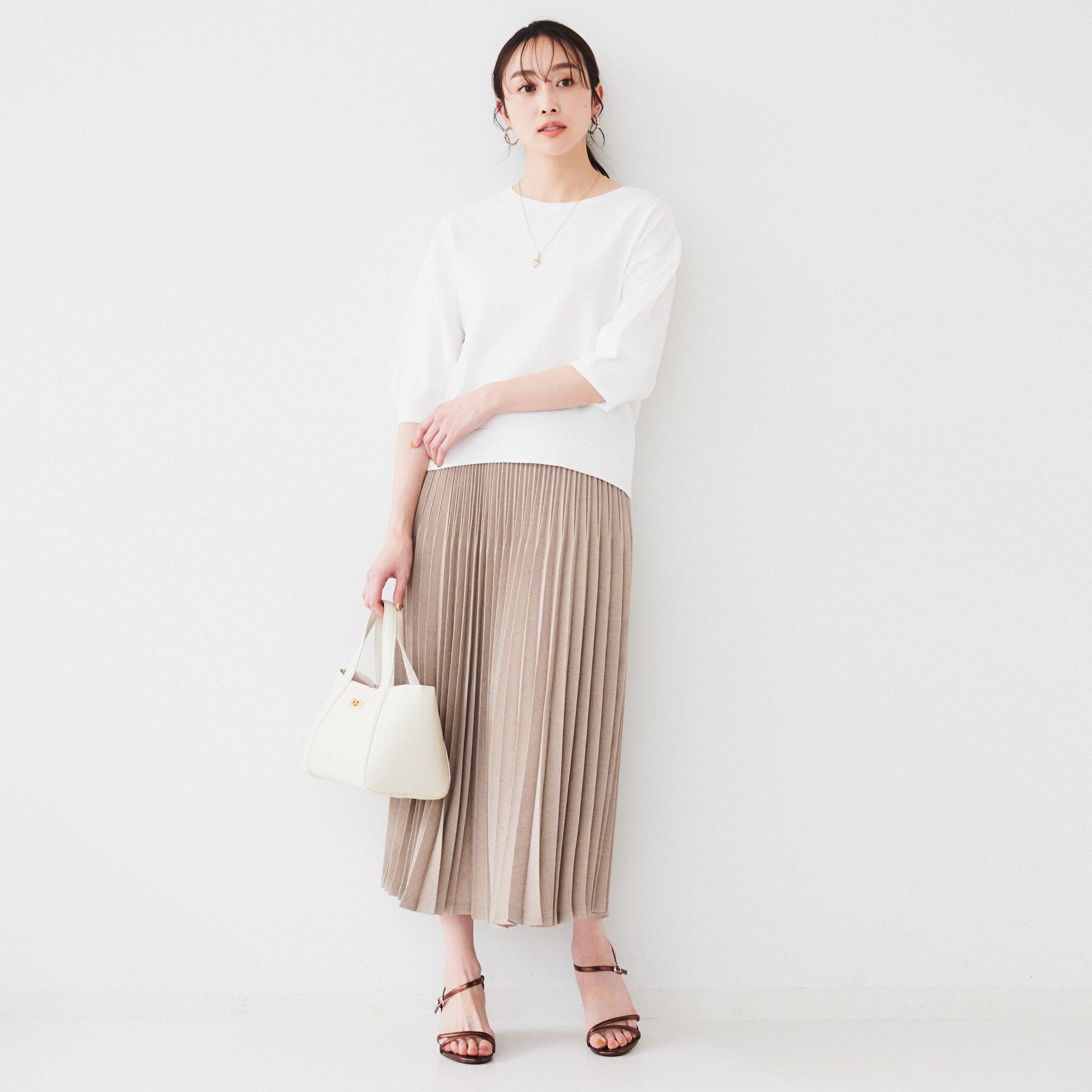 UNTITLED「【袖コンシャス/着映え/六分袖】ランタンスリーブニット」|ニット・セーター|