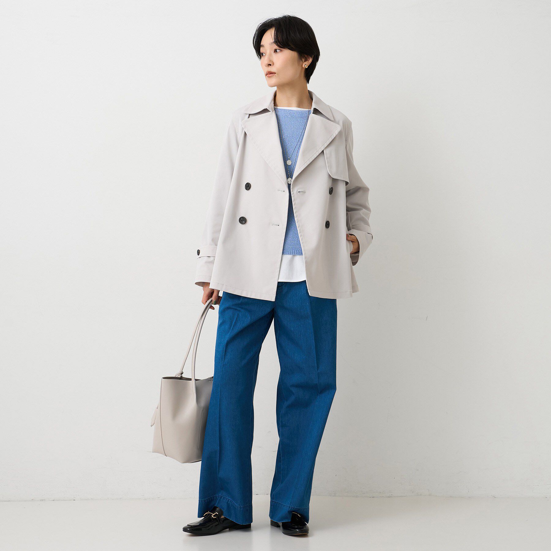 UNTITLED「【はっ水/洗える/セレモニーにも】タスランショートトレンチコート」|トレンチコート|