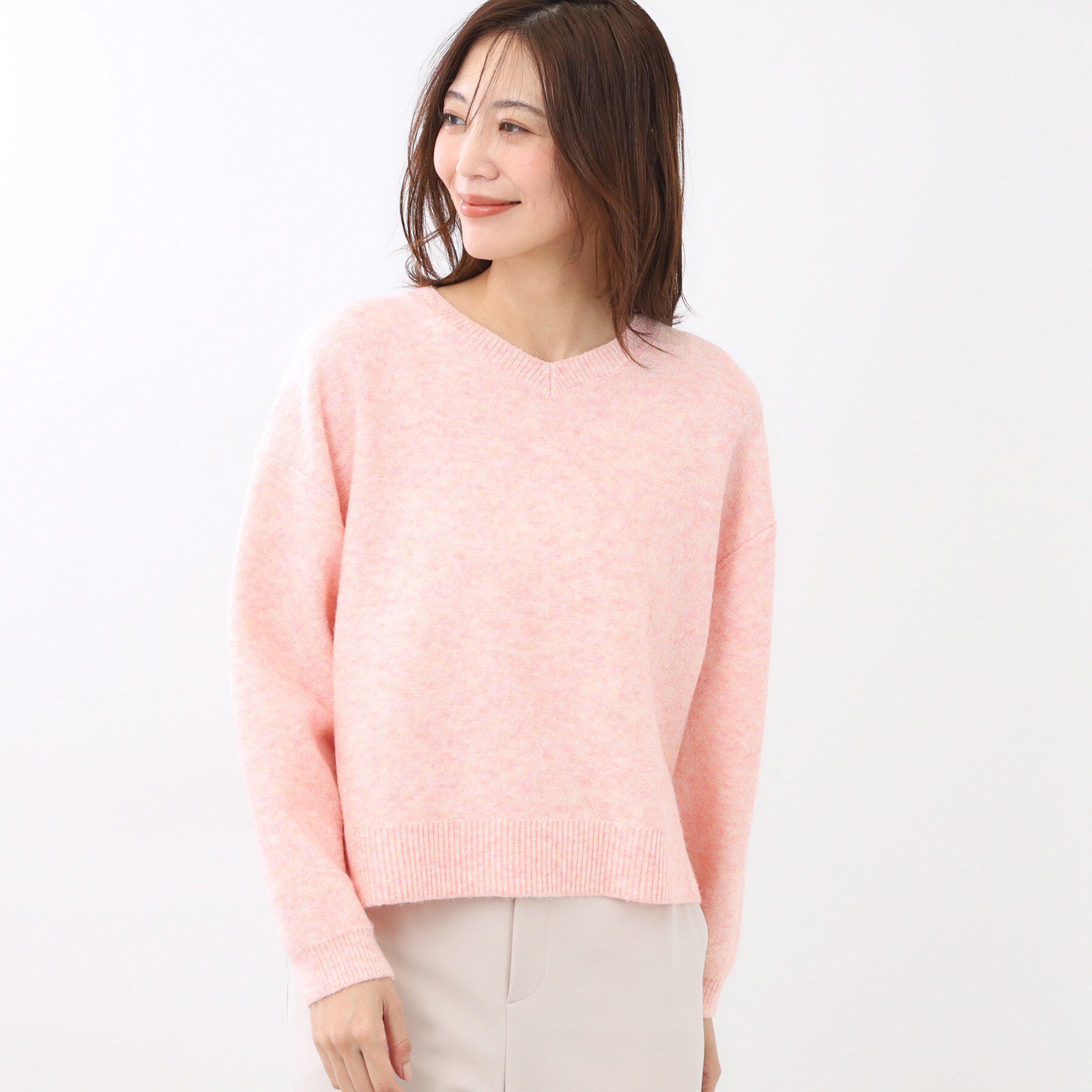 Reflect「【選べる5色／ゆったりシルエット】Vネックスパンコールニット」|ニット・セーター|