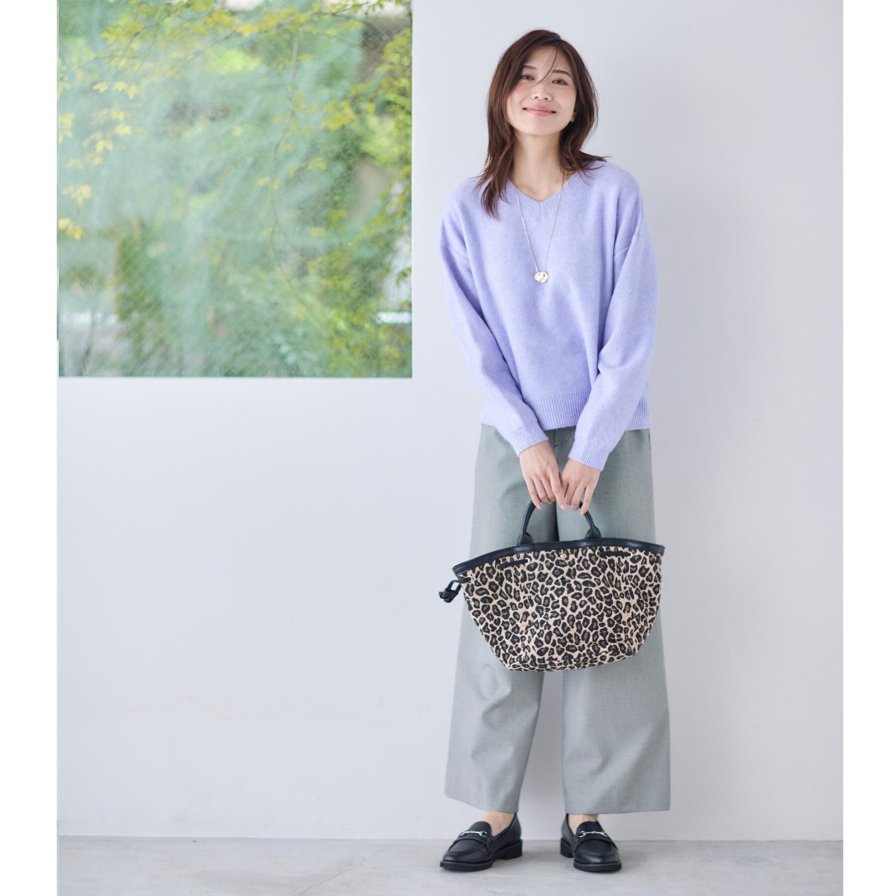 Reflect「【選べる5色／ゆったりシルエット】Vネックスパンコールニット」|ニット・セーター|