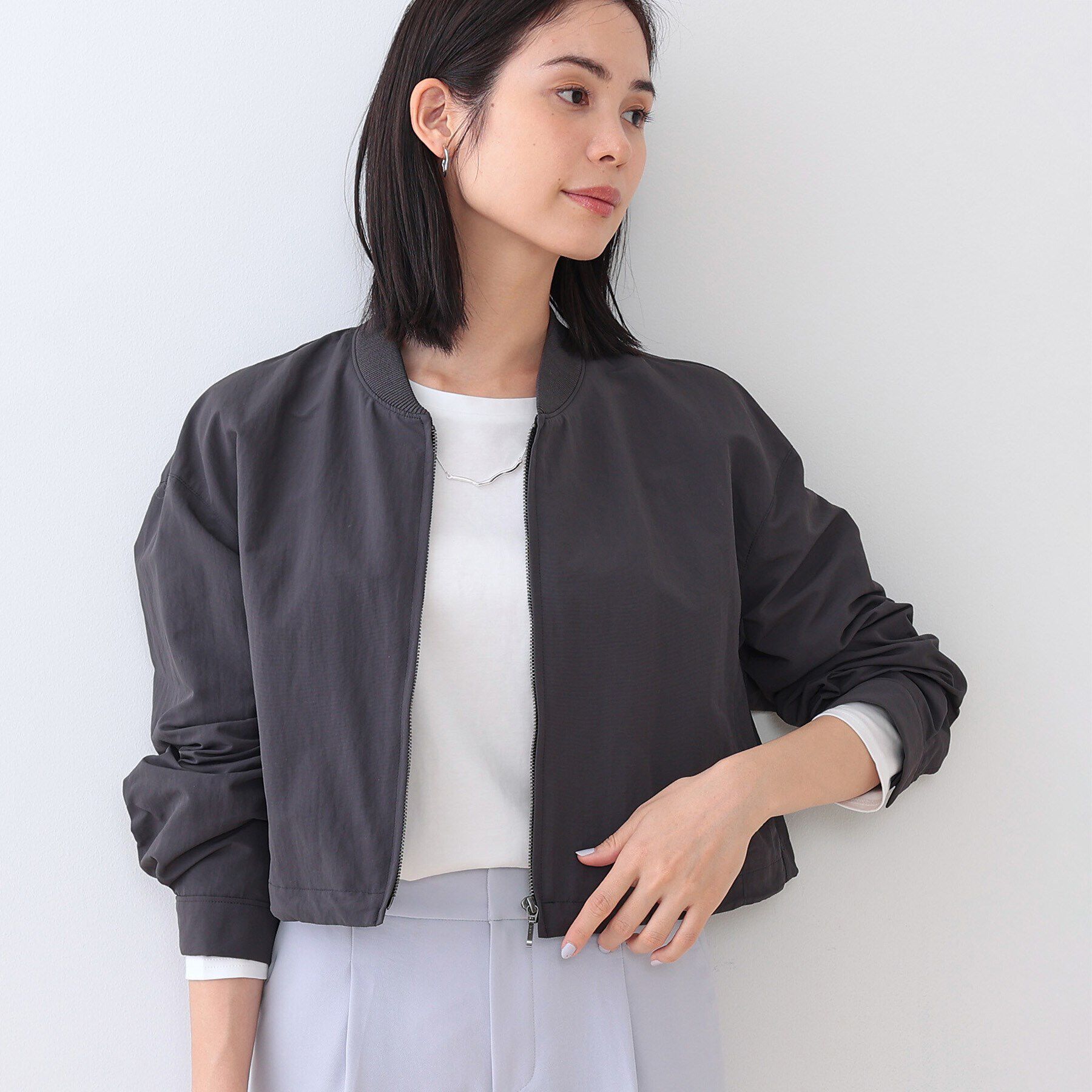 INDIVI「【撥水／UVケア／2WAY】ショート＆ロング ブルゾンコート」|ブルゾン・スタジャン|