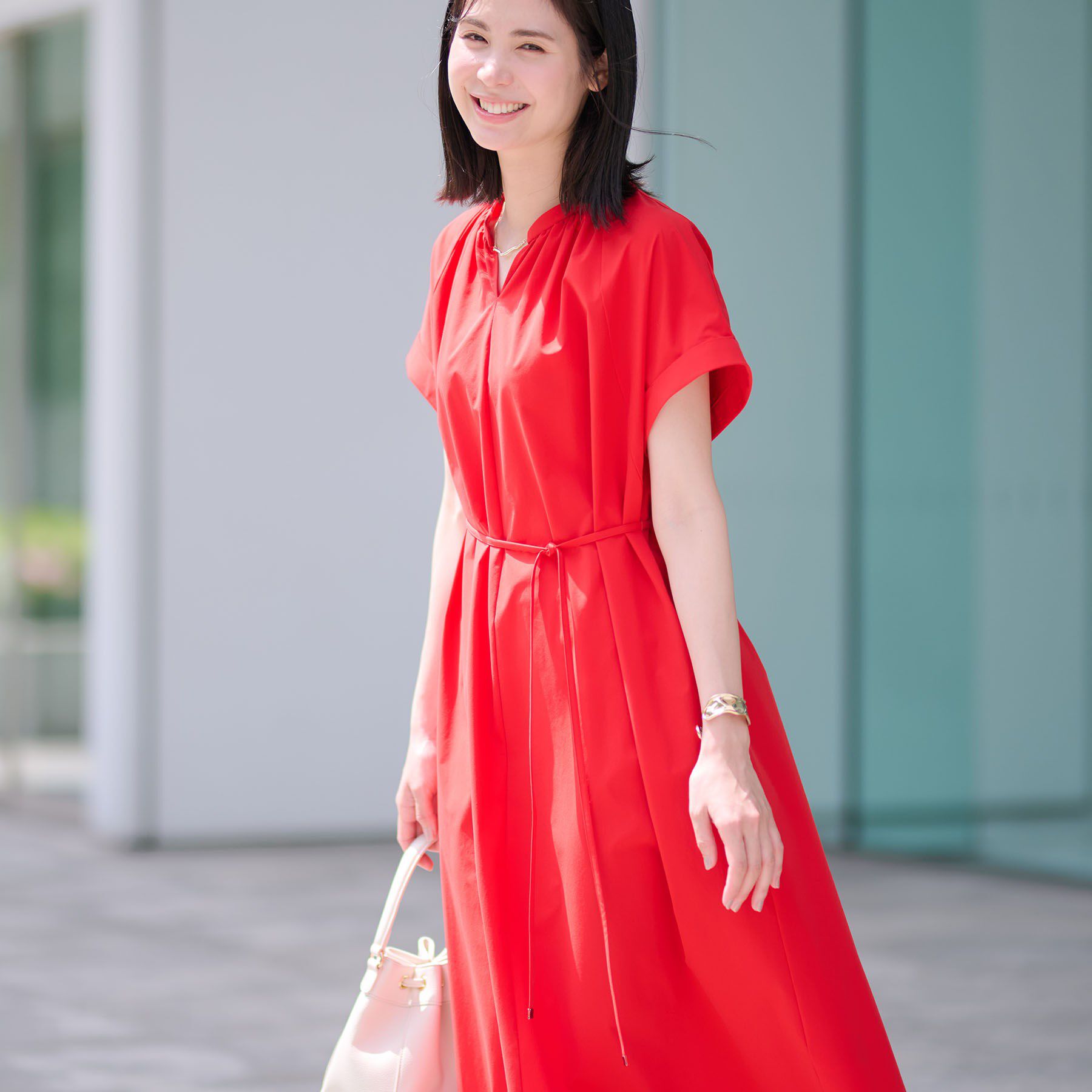 INDIVI「【通気性◎撥水／UV／接触冷感】アクティブワンピース」|ワンピース|レッド(062)