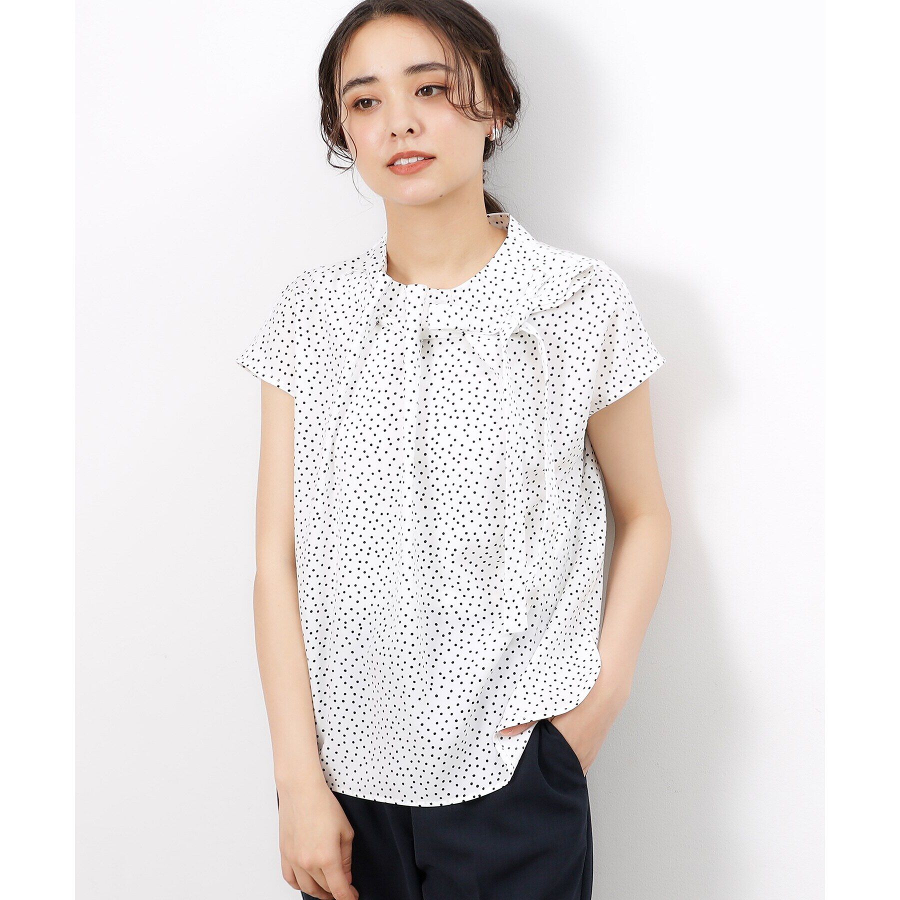 OPAQUE.CLIP「ドットボウタイブラウス【洗濯機洗い可】」|シャツ・ブラウス|