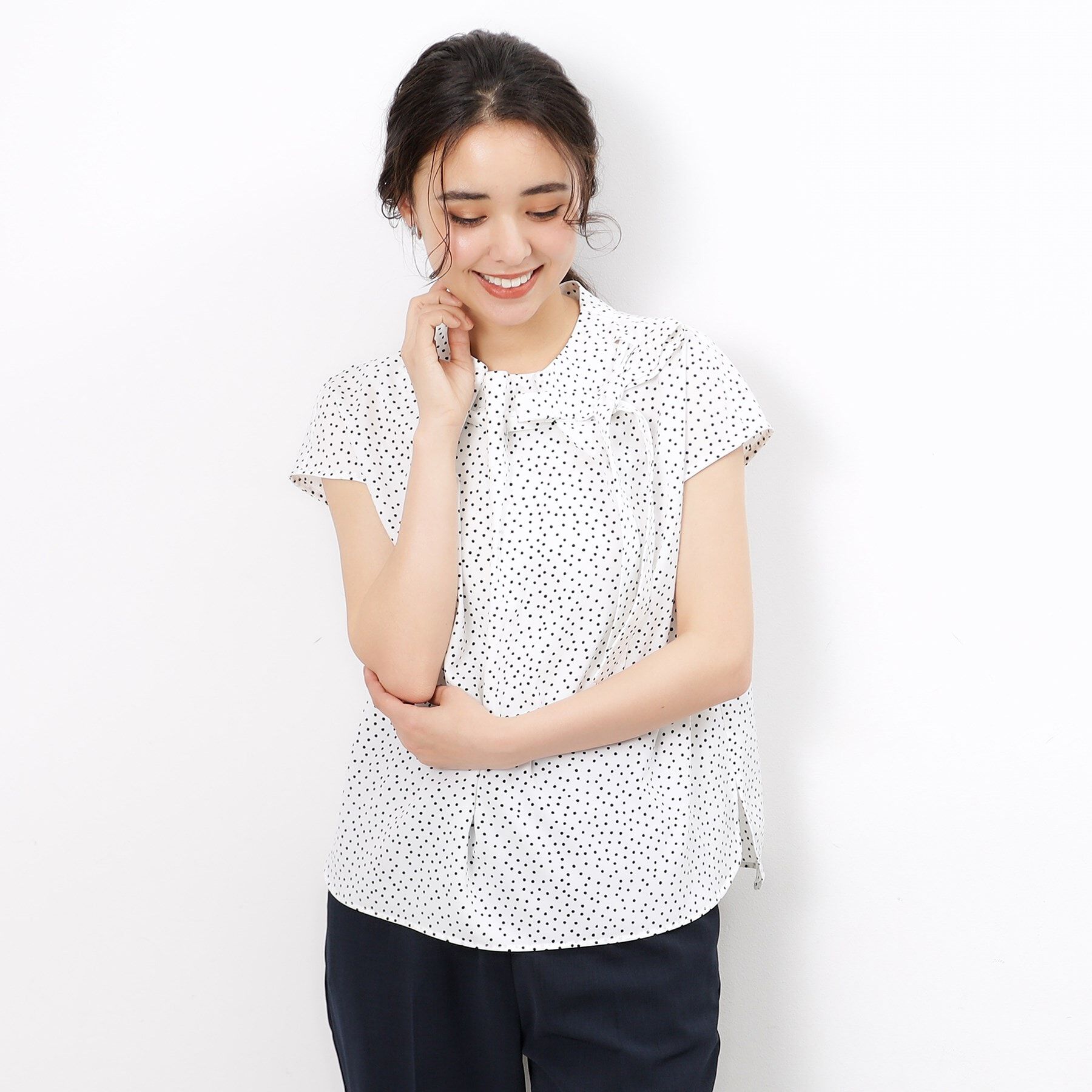 OPAQUE.CLIP「ドットボウタイブラウス【洗濯機洗い可】」|シャツ・ブラウス|
