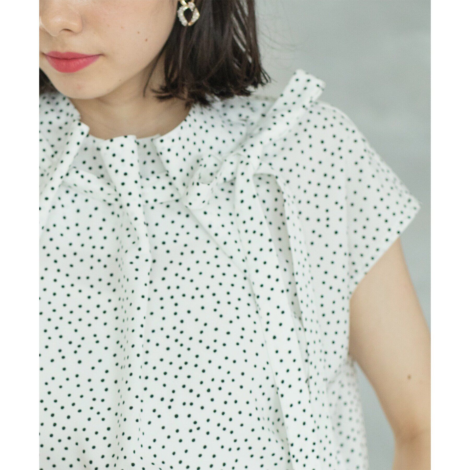OPAQUE.CLIP「ドットボウタイブラウス【洗濯機洗い可】」|シャツ・ブラウス|