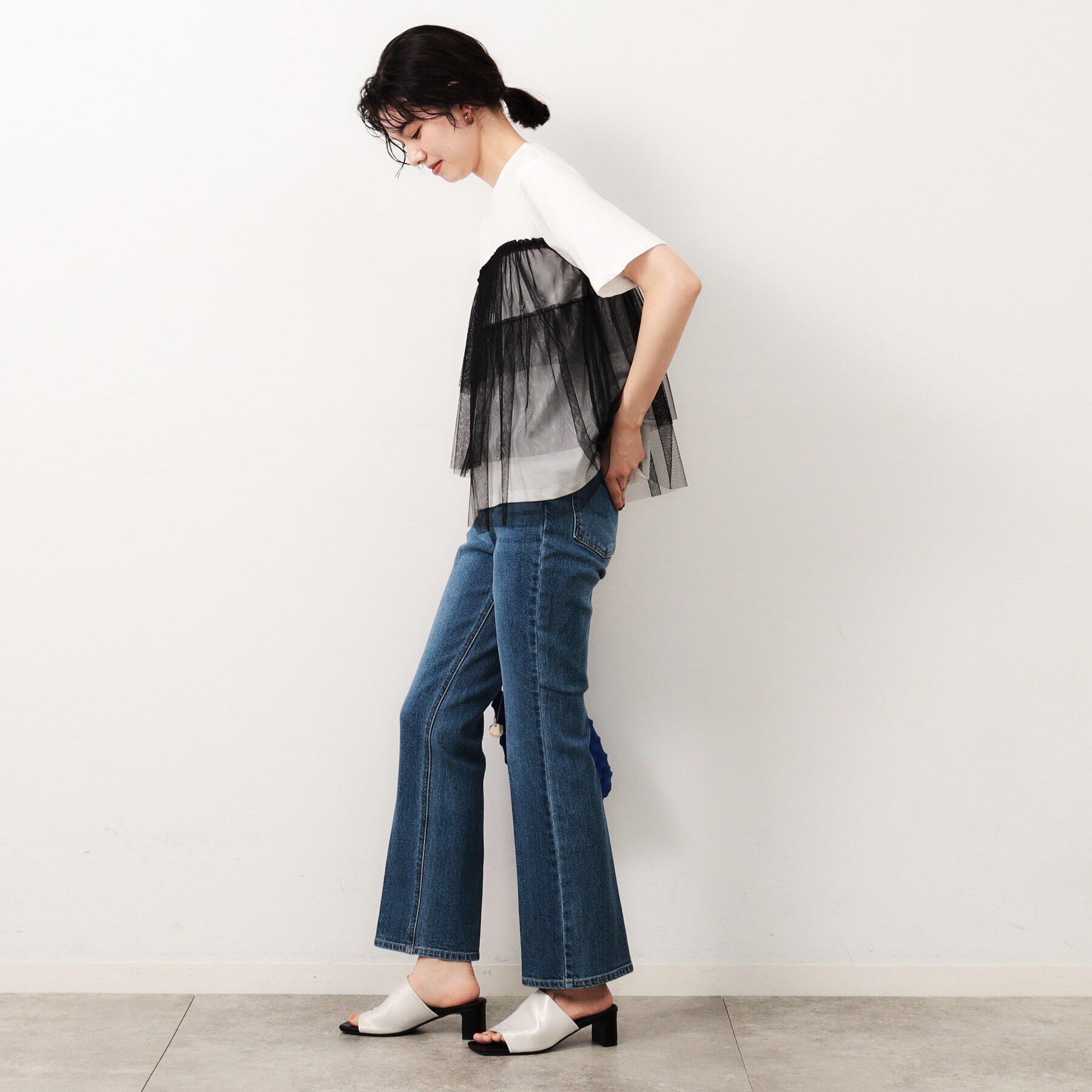 OPAQUE.CLIP「チュールドッキングTシャツ【洗濯機洗い可】」|Tシャツ・カットソー|