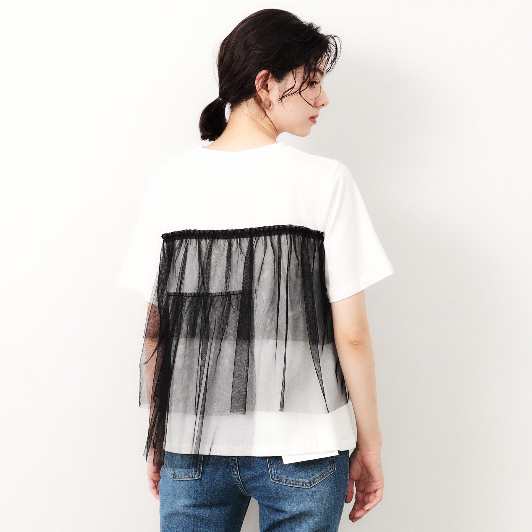 OPAQUE.CLIP「チュールドッキングTシャツ【洗濯機洗い可】」|Tシャツ・カットソー|