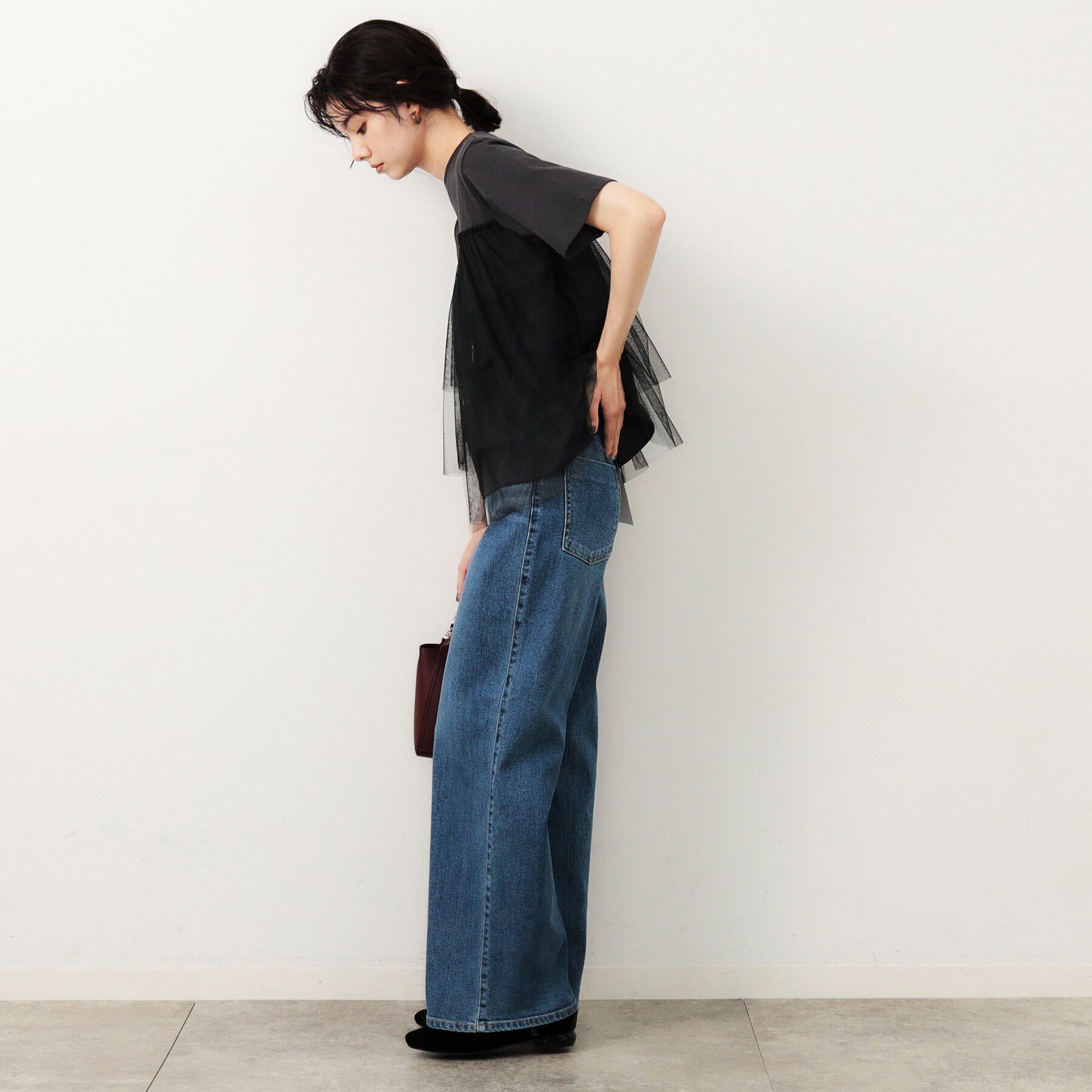 OPAQUE.CLIP「チュールドッキングTシャツ【洗濯機洗い可】」|Tシャツ・カットソー|