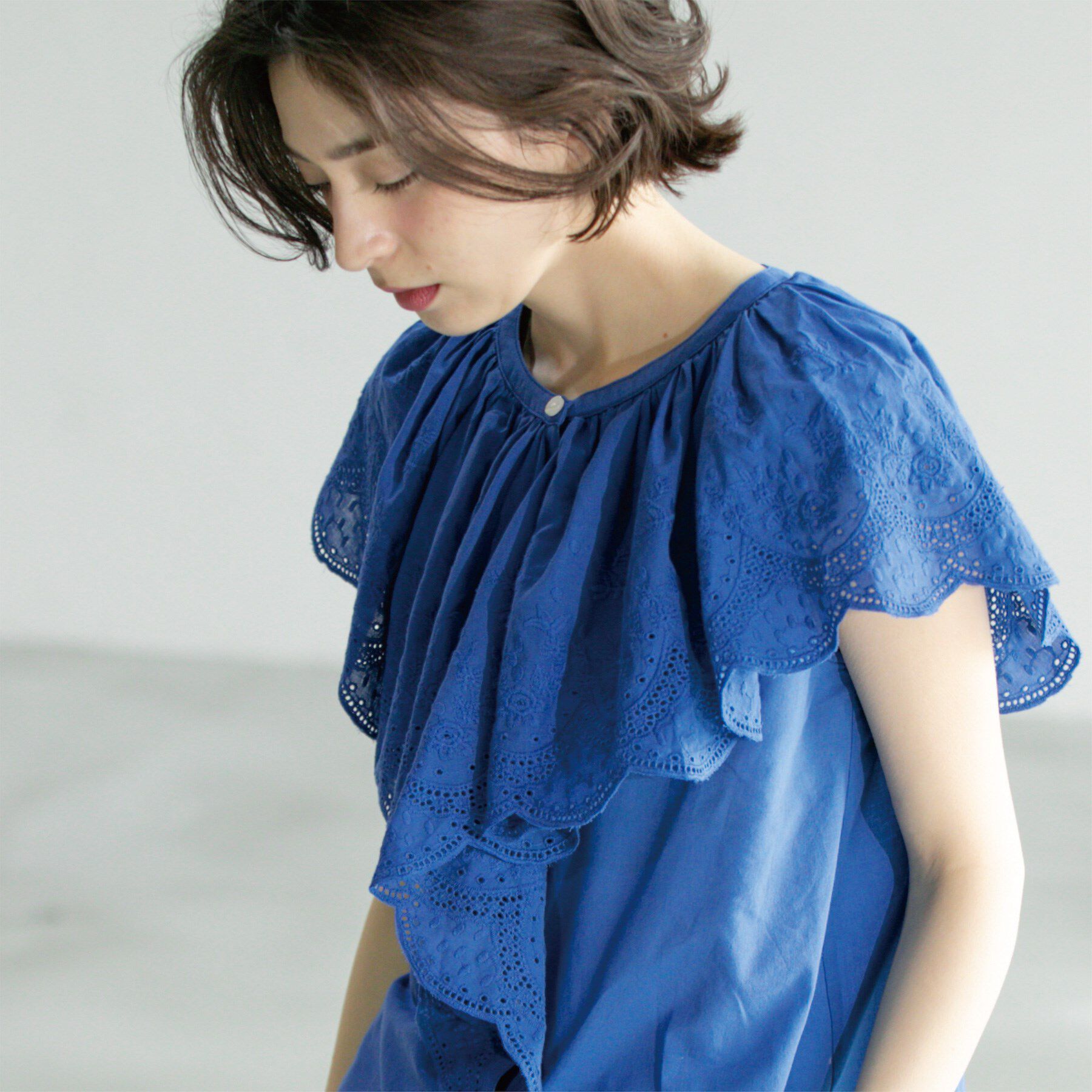 OPAQUE.CLIP「刺繍レースカラーブラウス」|シャツ・ブラウス|