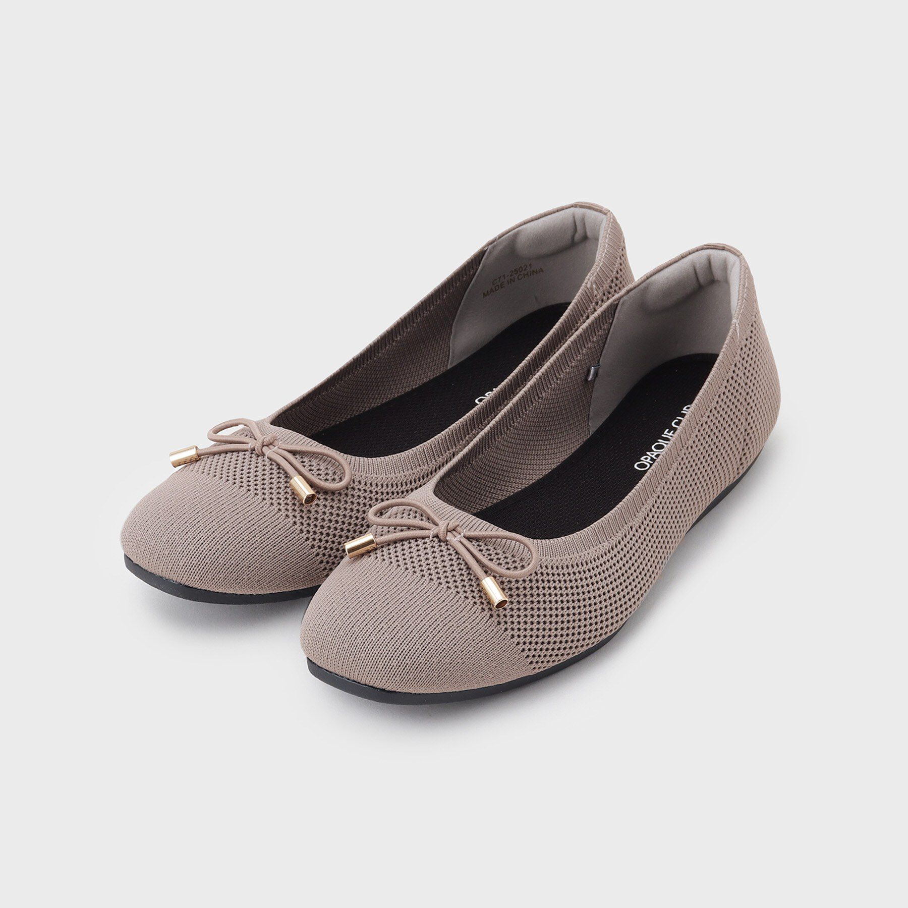 OPAQUE.CLIP「【抗菌防臭／軽量／マシンウォッシャブル】スクエアトゥメッシュニットバレエシューズ」|その他|グレージュ(050)