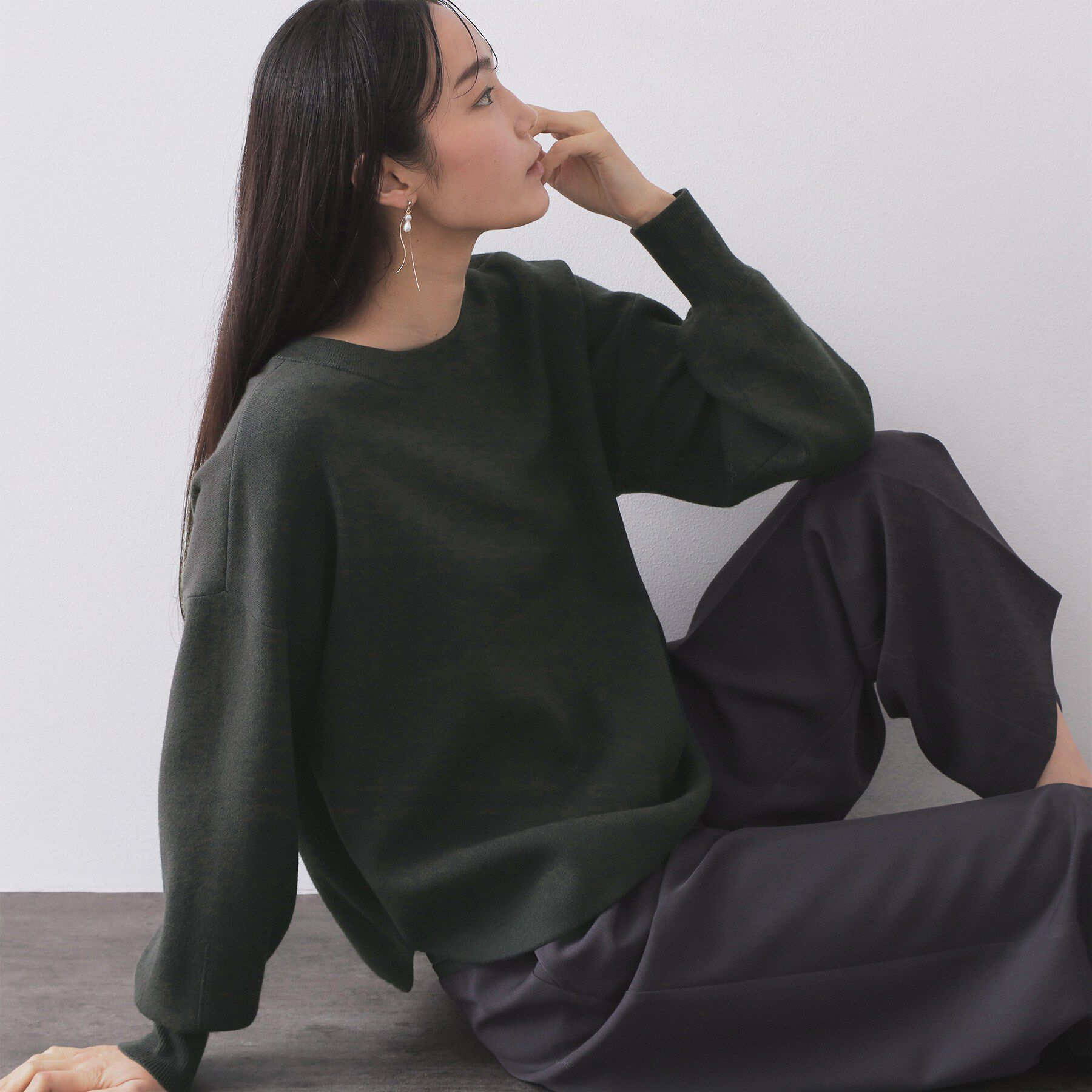 OPAQUE.CLIP「ヘンリーネックニット/前後2WAY【洗濯機OK】」|ニット・セーター|