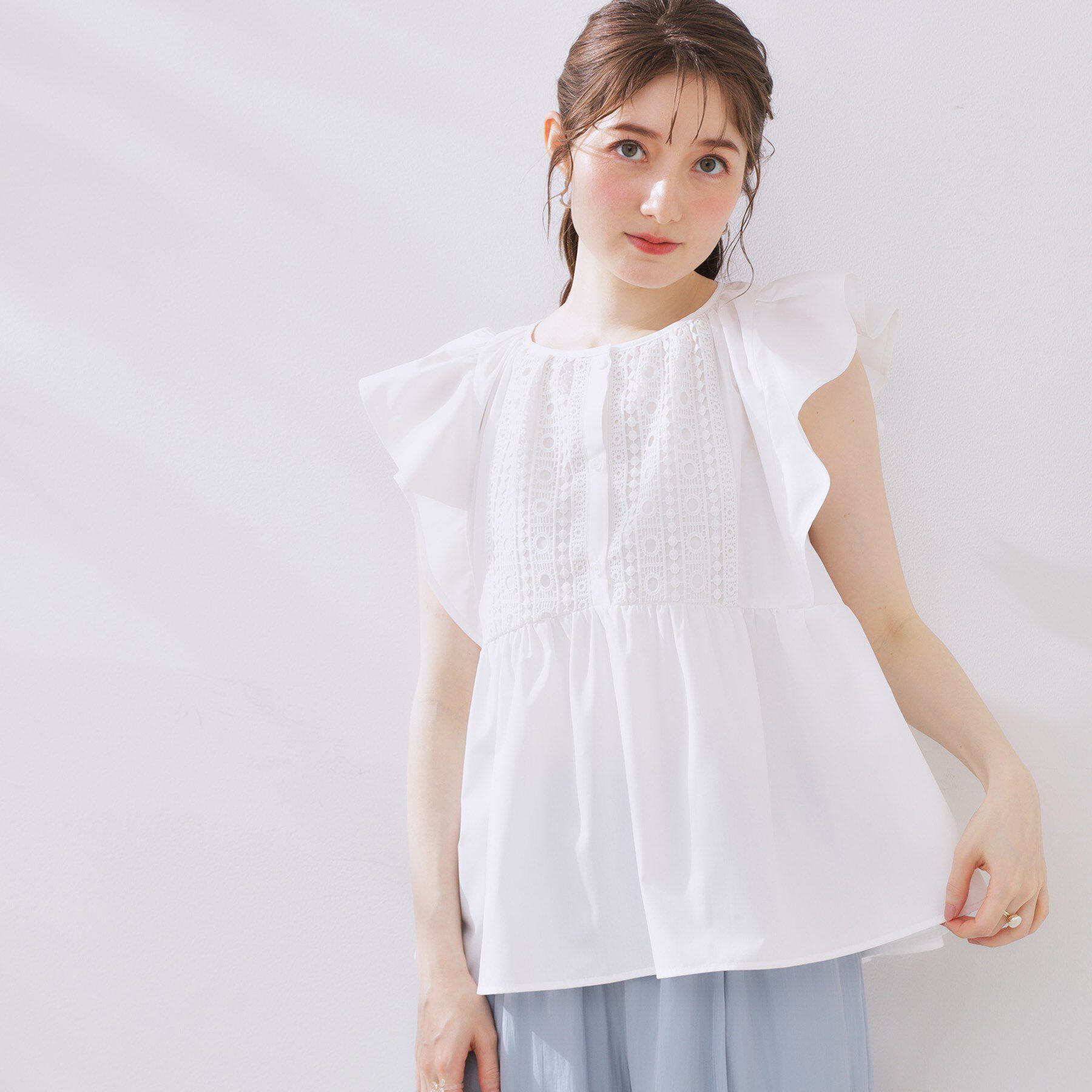 Couture broach「フロントレースTCブロードチュニック」|チュニック|