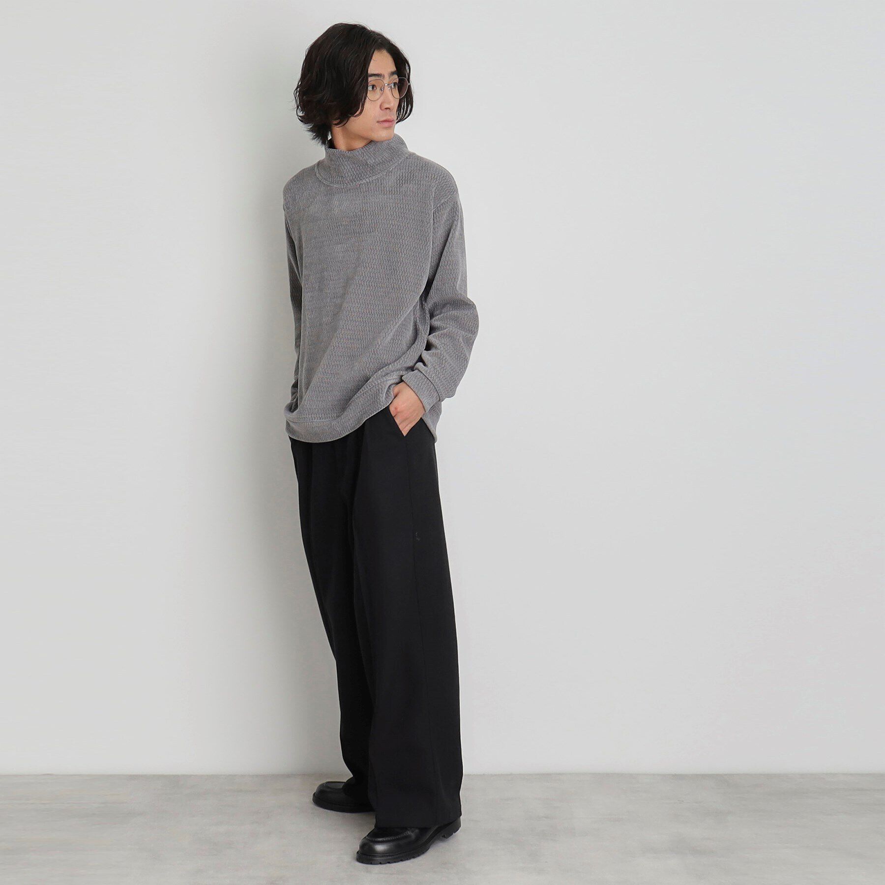 THE SHOP TK「タックワイドスラックス ブラック／グレンチェック／ブラウンチェック」|その他|