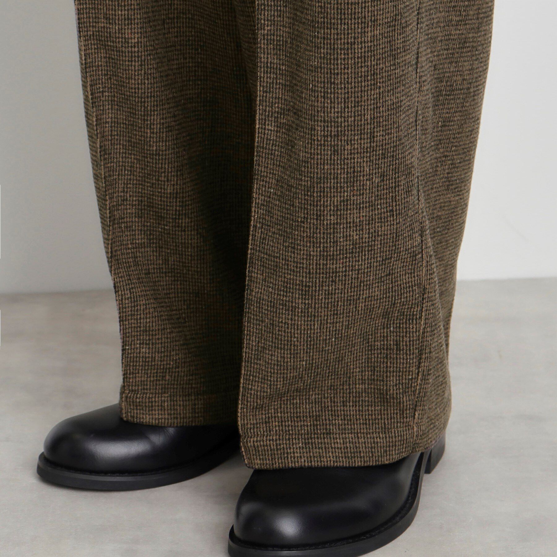 THE SHOP TK「タックワイドスラックス ブラック／グレンチェック／ブラウンチェック」|その他|