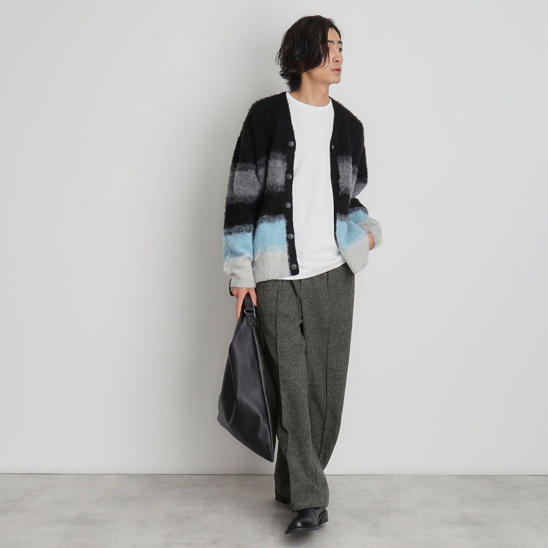 THE SHOP TK「タックワイドスラックス ブラック／グレンチェック／ブラウンチェック」|その他|