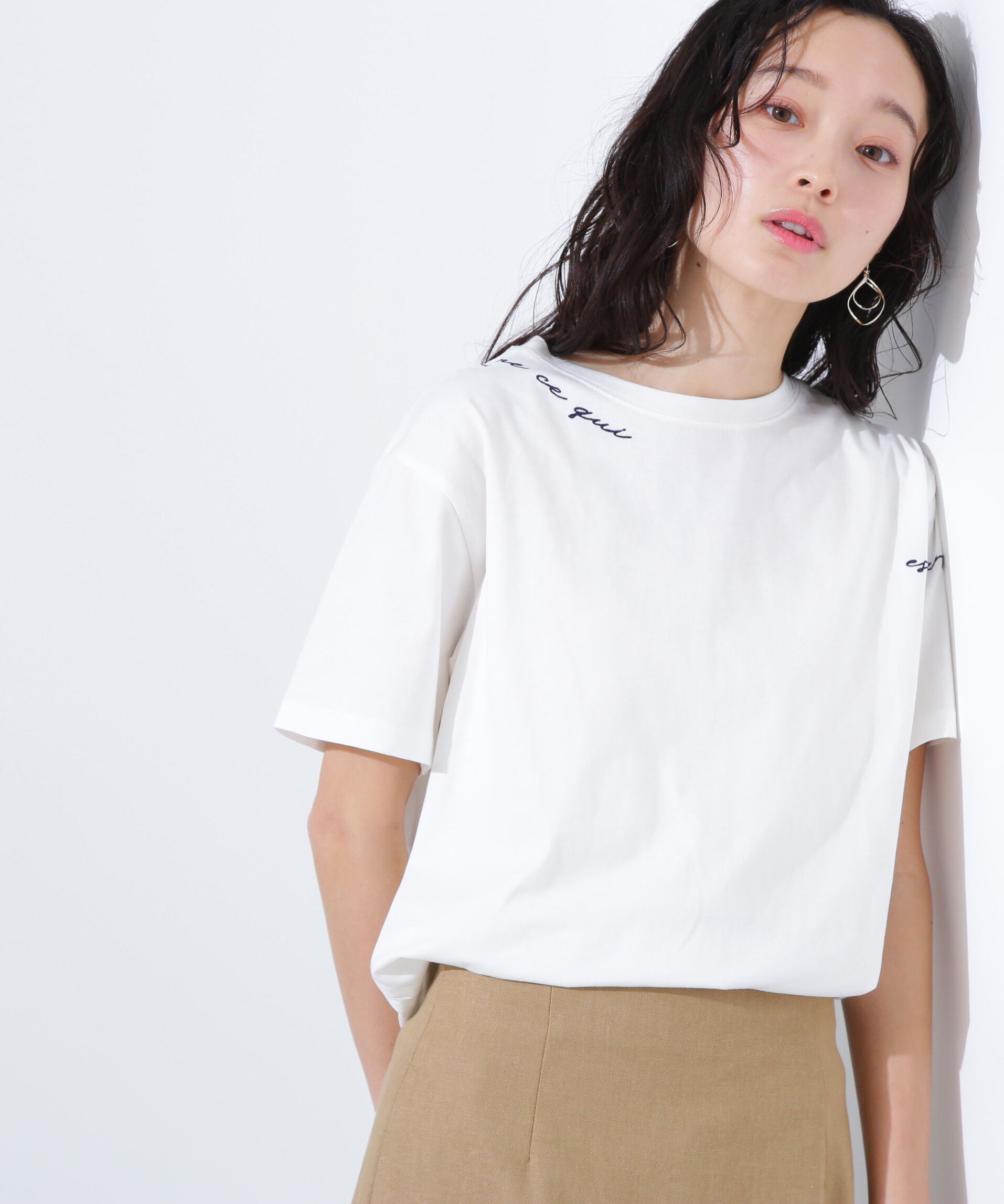  「ロゴ刺繍カットソー」|Tシャツ・カットソー|