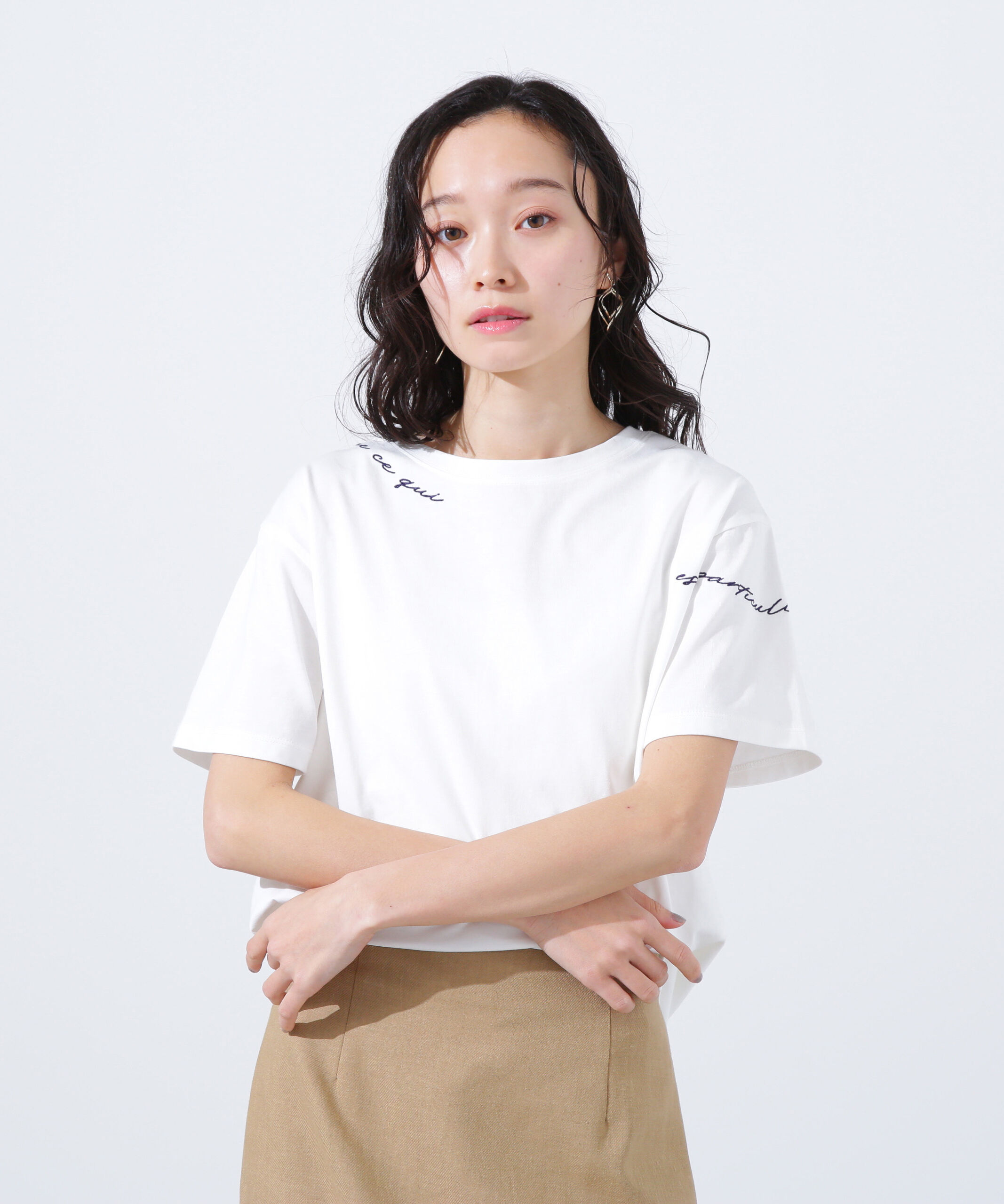  「ロゴ刺繍カットソー」|Tシャツ・カットソー|