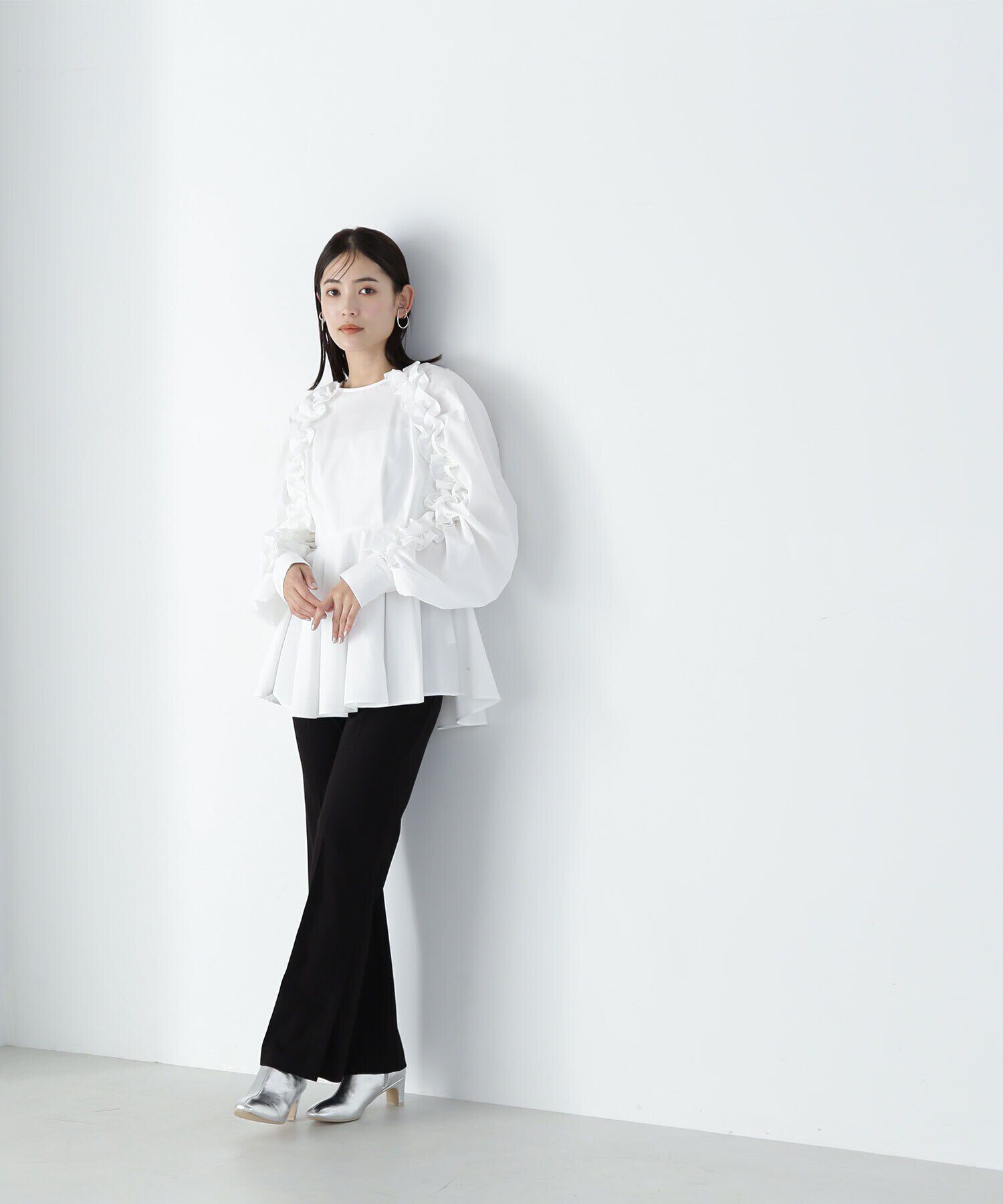  「フリルスリーブペプラムブラウス　24AW」|シャツ・ブラウス|