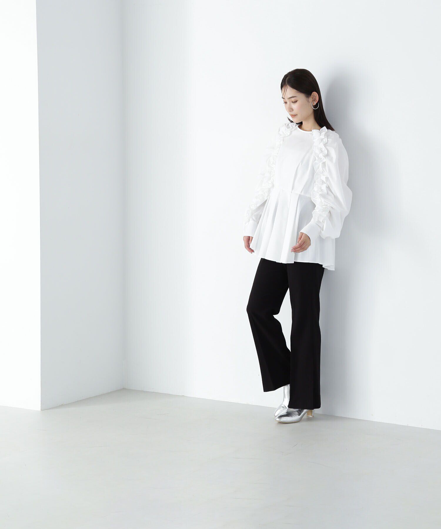  「フリルスリーブペプラムブラウス　24AW」|シャツ・ブラウス|