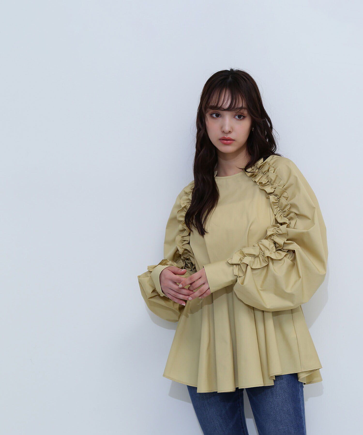  「フリルスリーブペプラムブラウス　24AW」|シャツ・ブラウス|