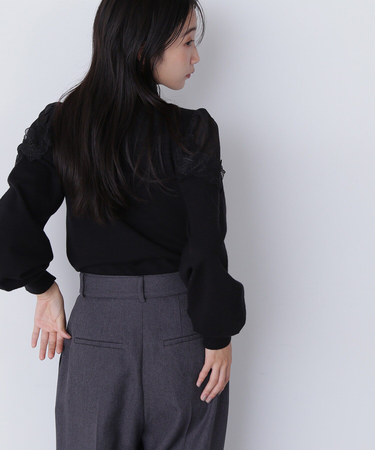  「フラワーレーストリミングニット」|ニット・セーター|