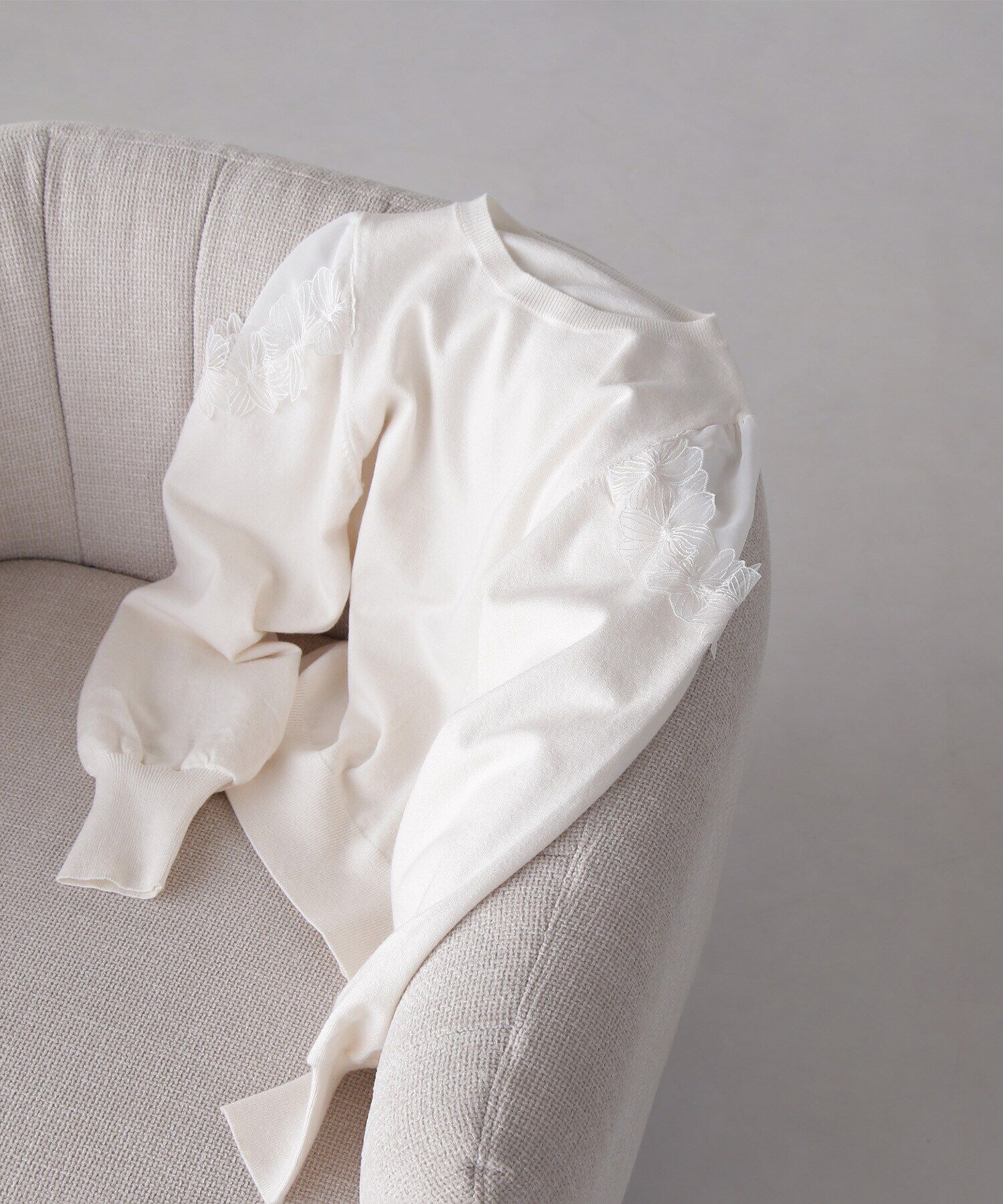  「フラワーレーストリミングニット」|ニット・セーター|