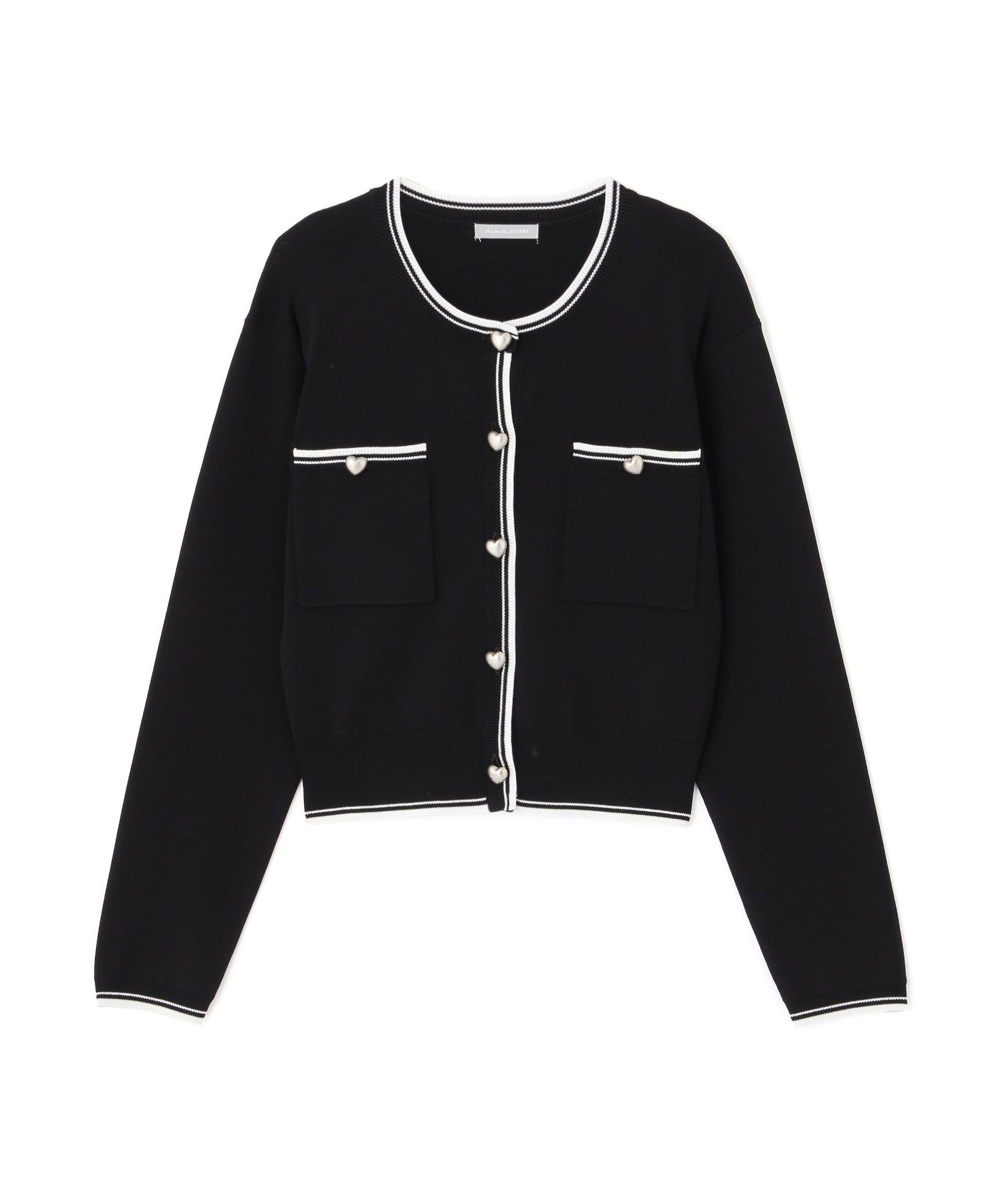  「バリエーションハートメタルUVカーデ WEB限定カラー:白赤」|ニット・セーター|