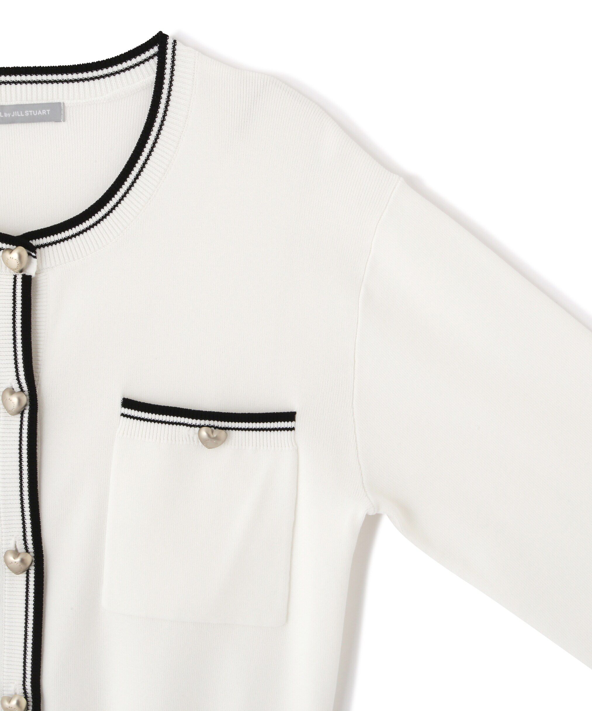  「バリエーションハートメタルUVカーデ WEB限定カラー:白赤」|ニット・セーター|