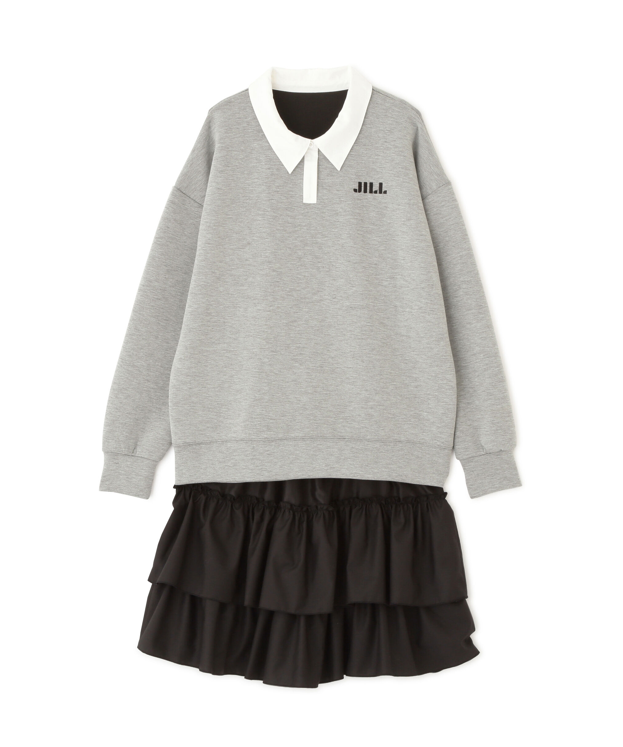  「ポロ衿スウェットフリルミニセットアップ」|ワンピース|