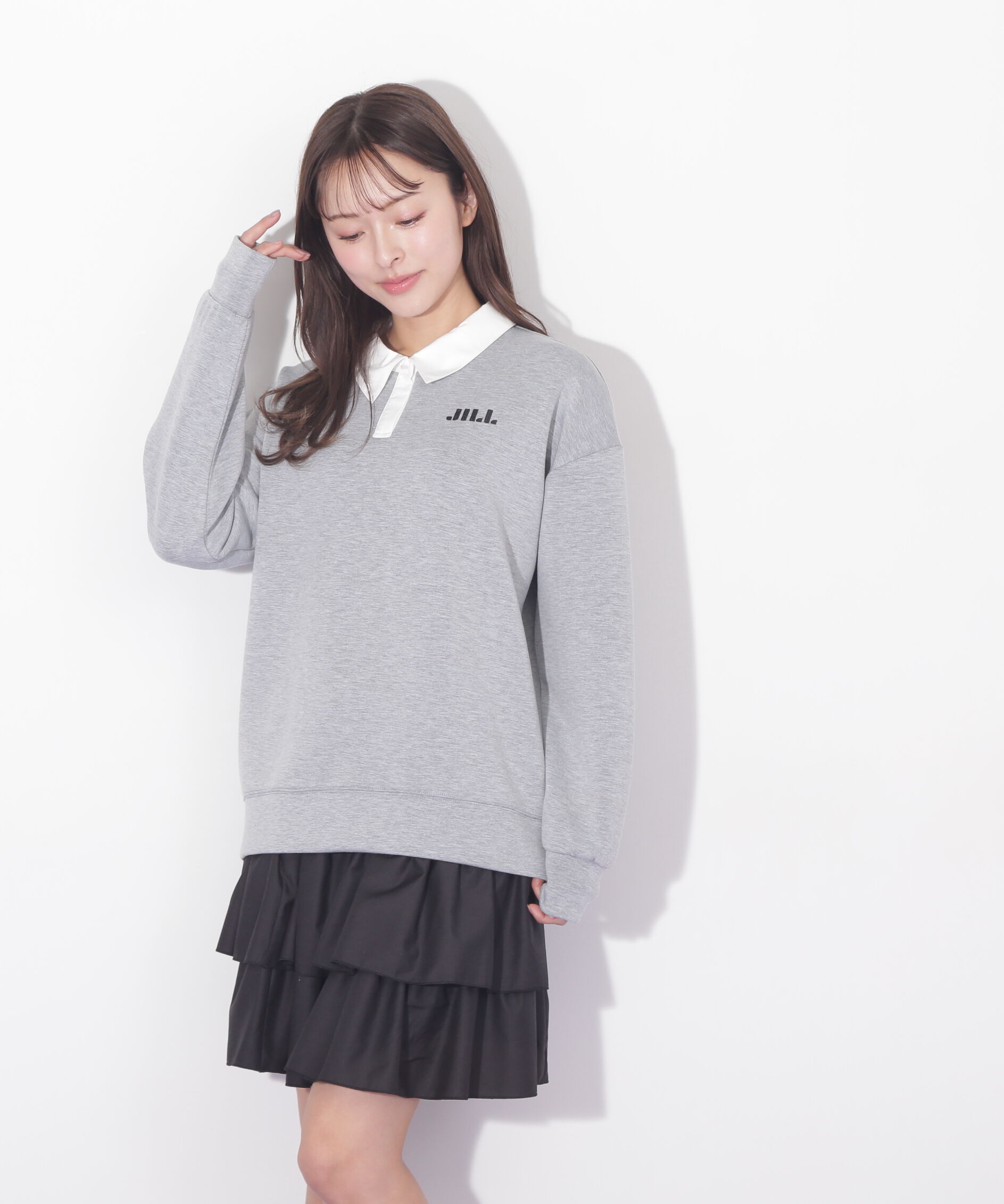  「ポロ衿スウェットフリルミニセットアップ」|ワンピース|