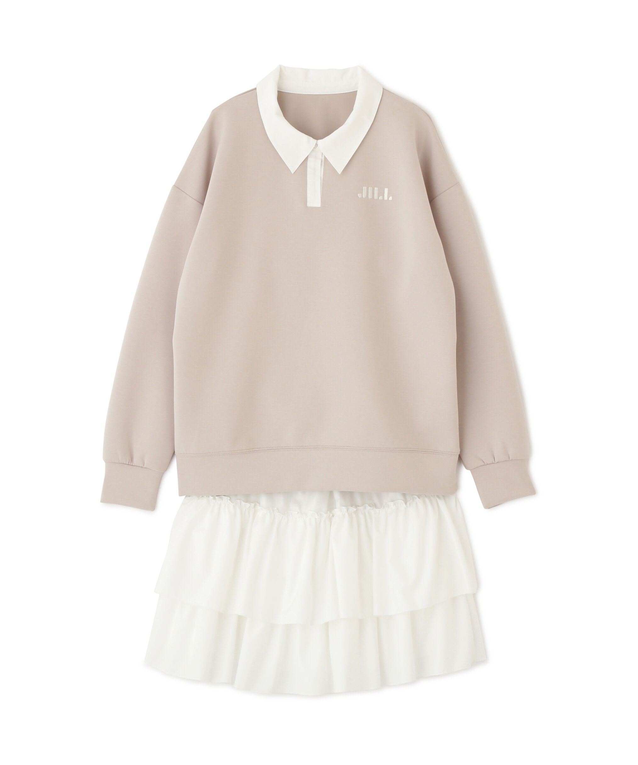  「ポロ衿スウェットフリルミニセットアップ」|ワンピース|