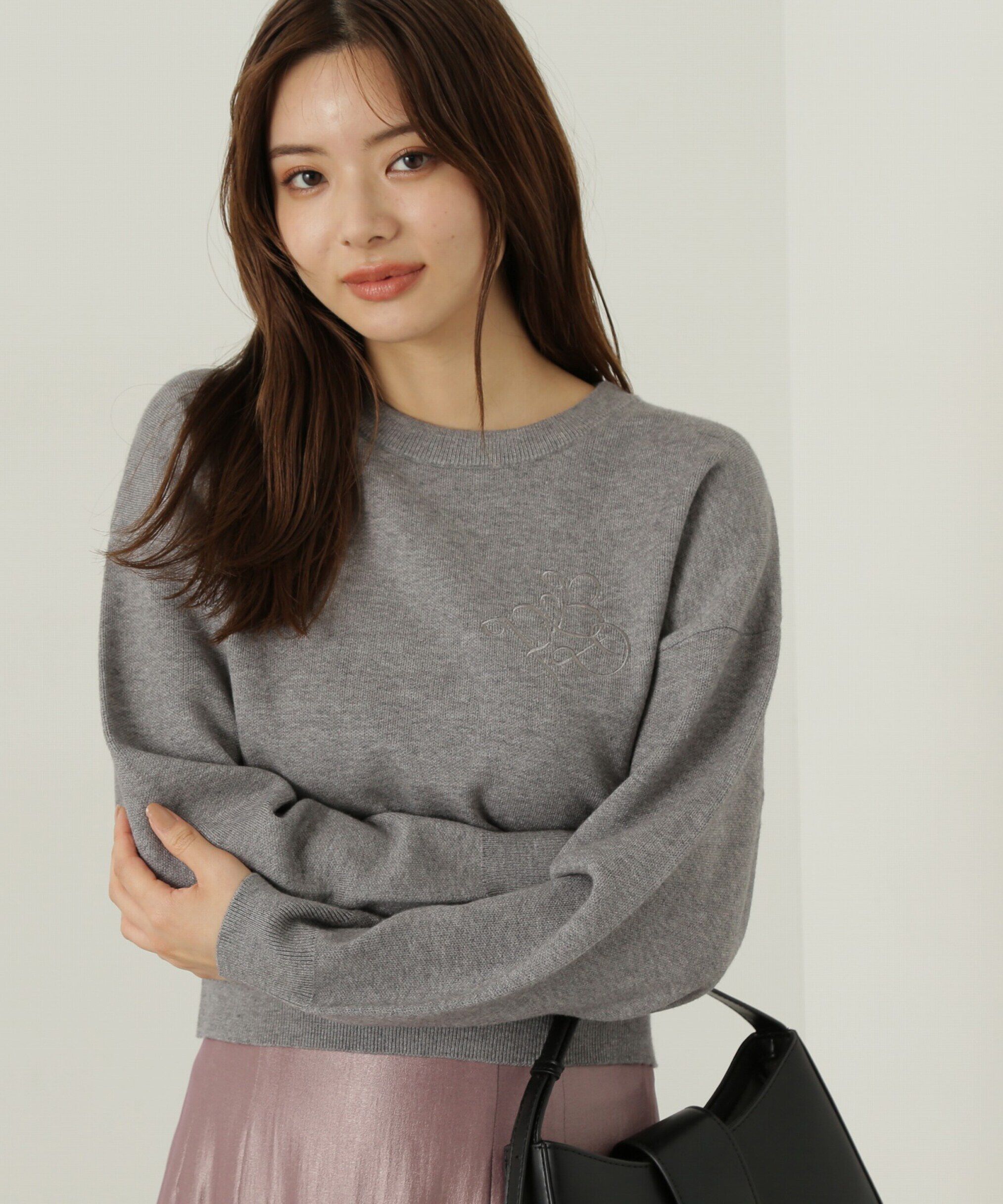 PROPORTION BODY DRESSING「ショートスエットライクニット」|ニット・セーター|トップグレー1