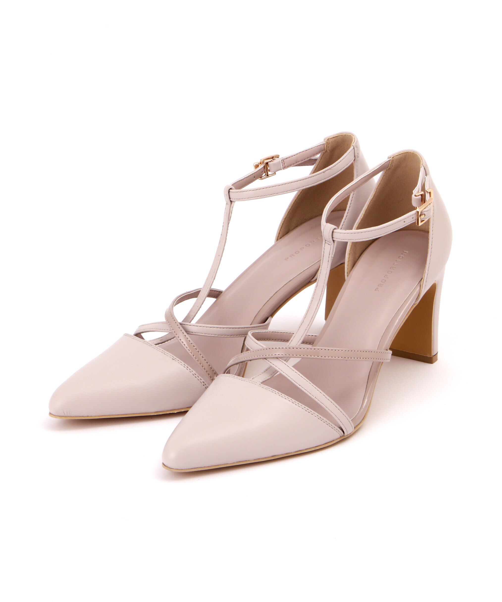 PROPORTION BODY DRESSING「クロスTストラップパンプス」|その他|グレージュ