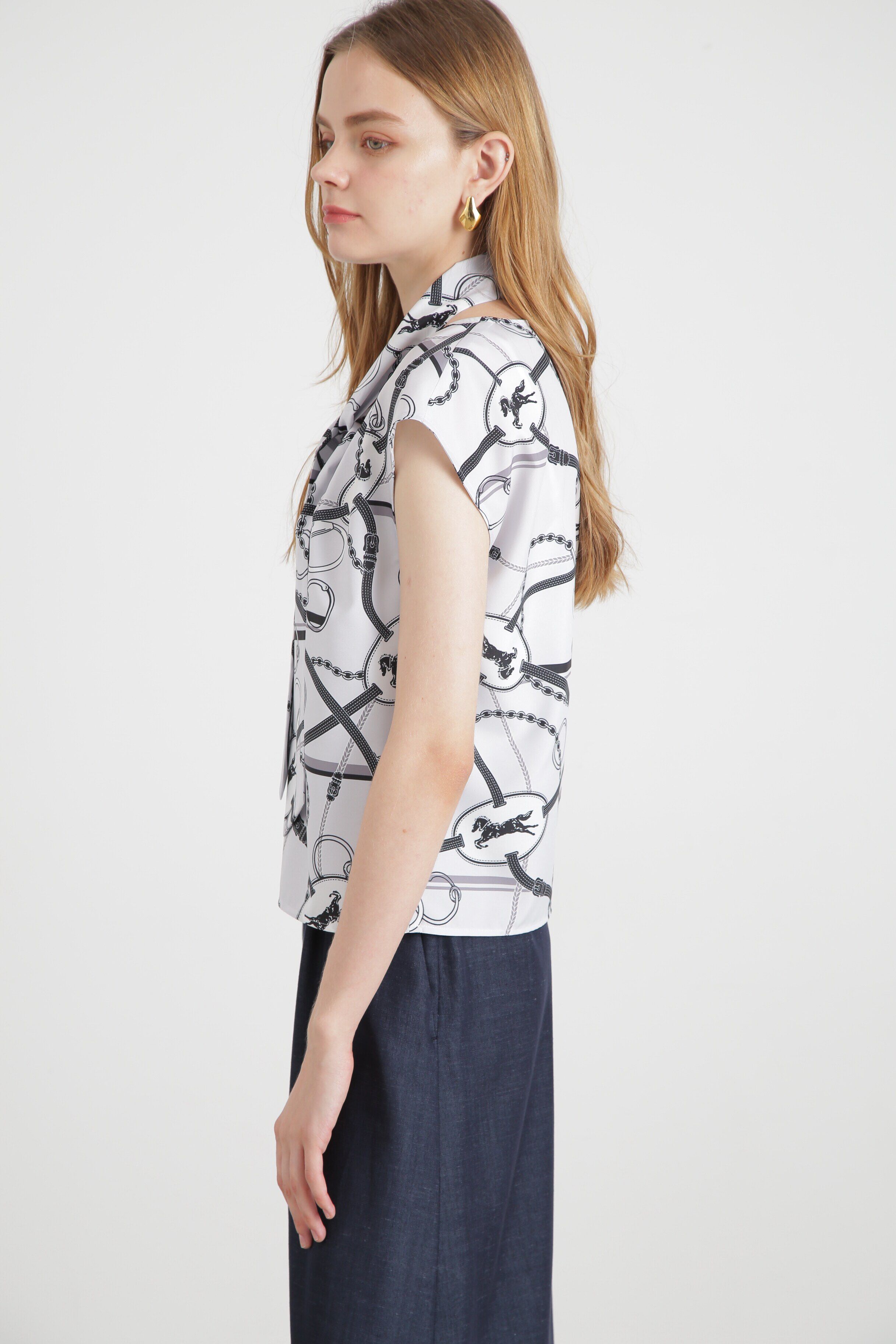  「◆ホースプレートプリントストールブラウス」|シャツ・ブラウス|