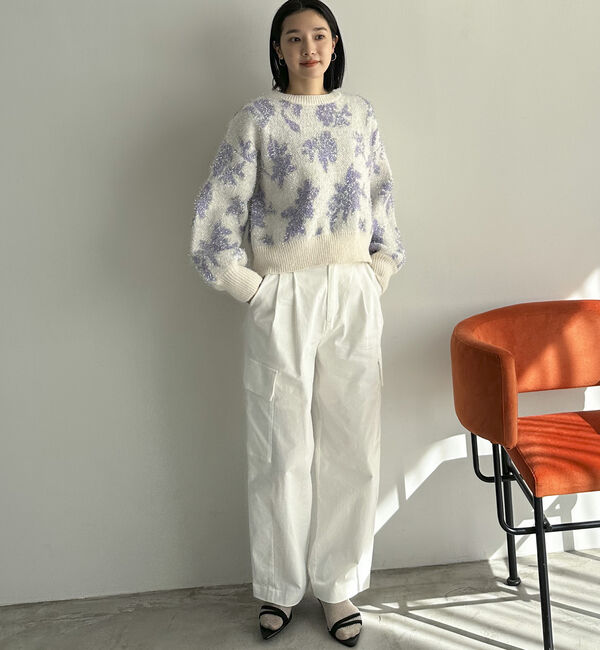 Doux archives「フラワーラメジャガードニット」|ニット・セーター|