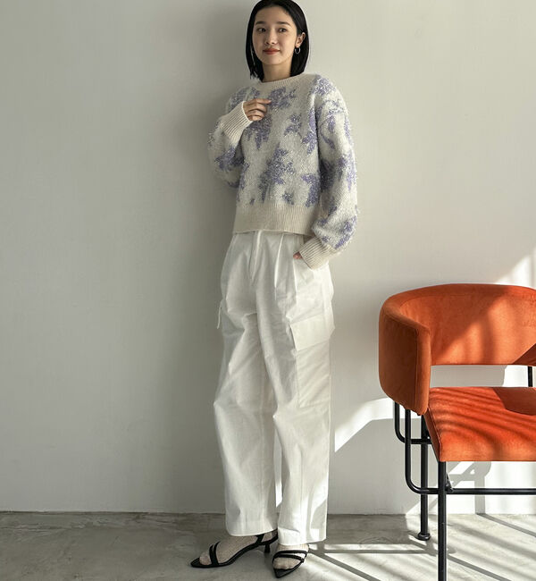 Doux archives「フラワーラメジャガードニット」|ニット・セーター|