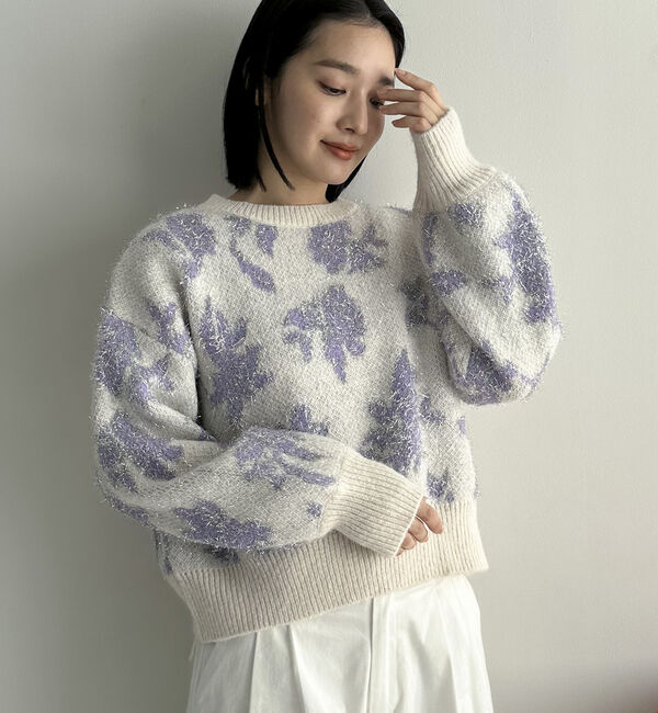 Doux archives「フラワーラメジャガードニット」|ニット・セーター|