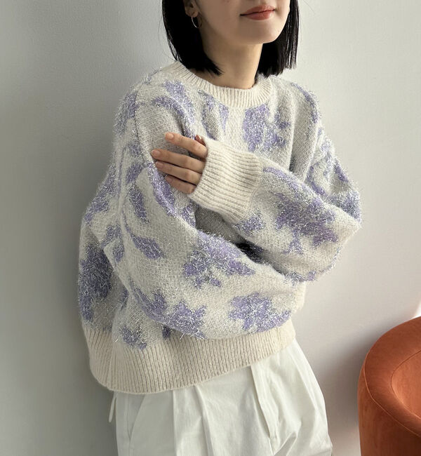 Doux archives「フラワーラメジャガードニット」|ニット・セーター|