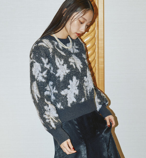Doux archives「フラワーラメジャガードニット」|ニット・セーター|