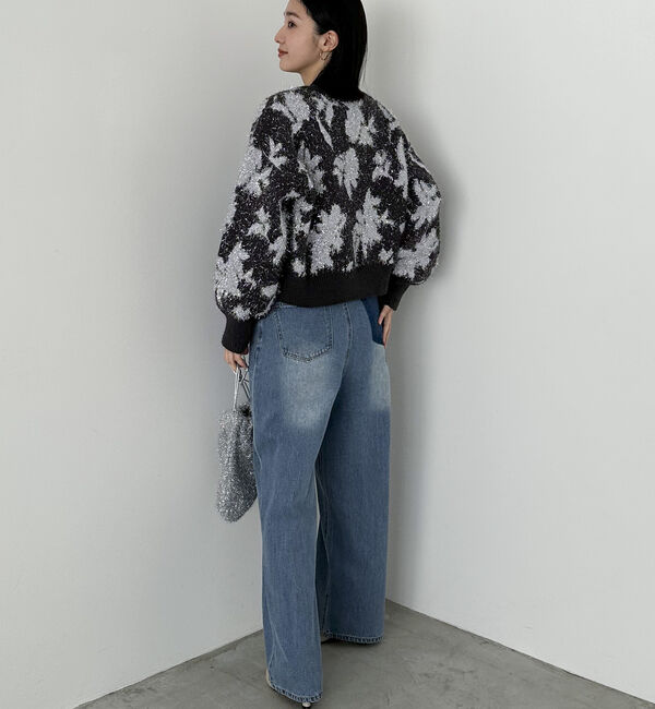 Doux archives「フラワーラメジャガードニット」|ニット・セーター|